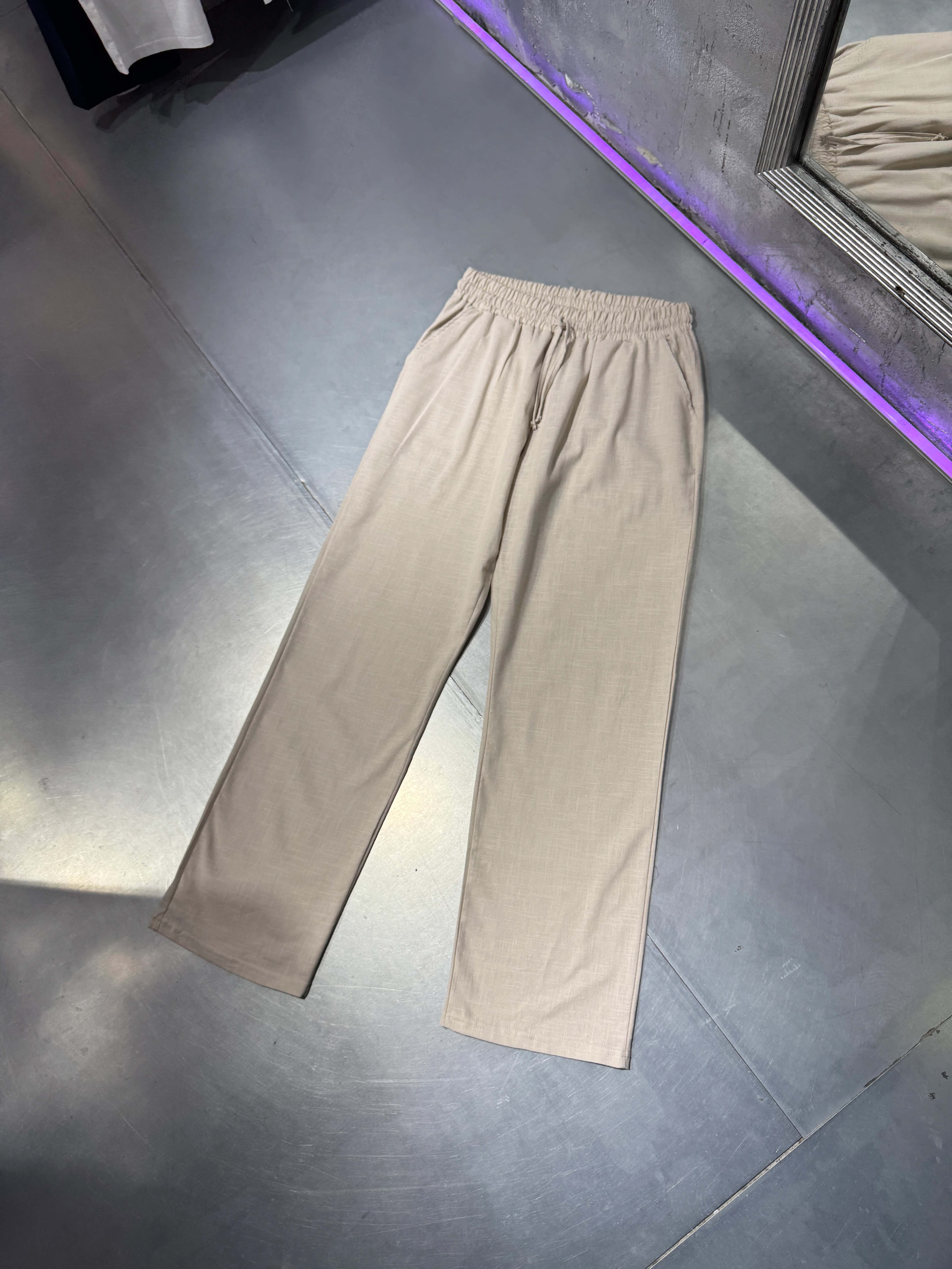Old Money Basic Keten Baggy Pants