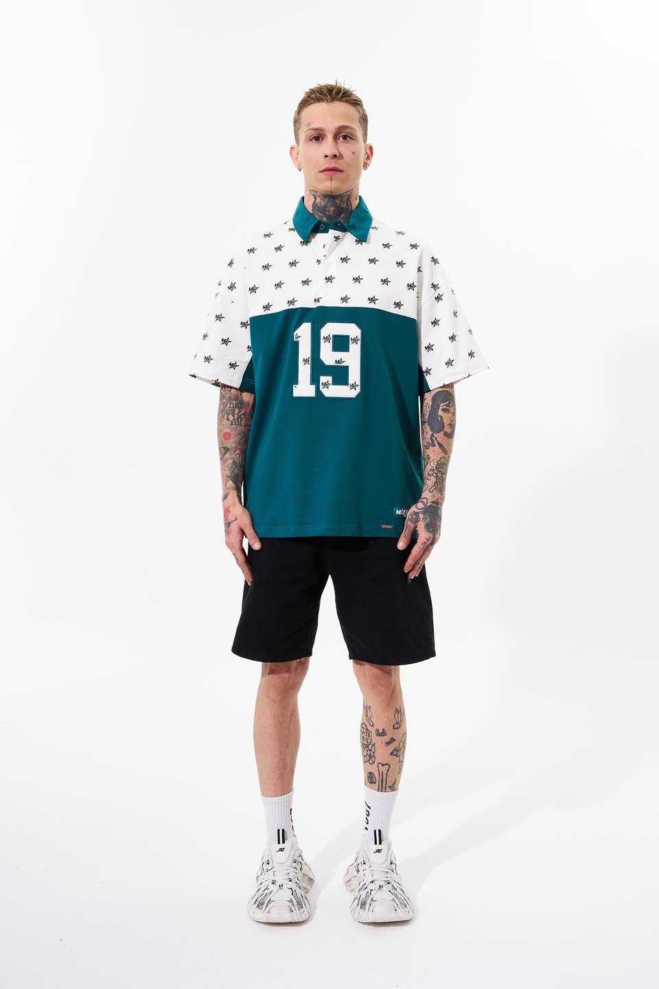 19 Nakışlı Oversize Polo Yaka