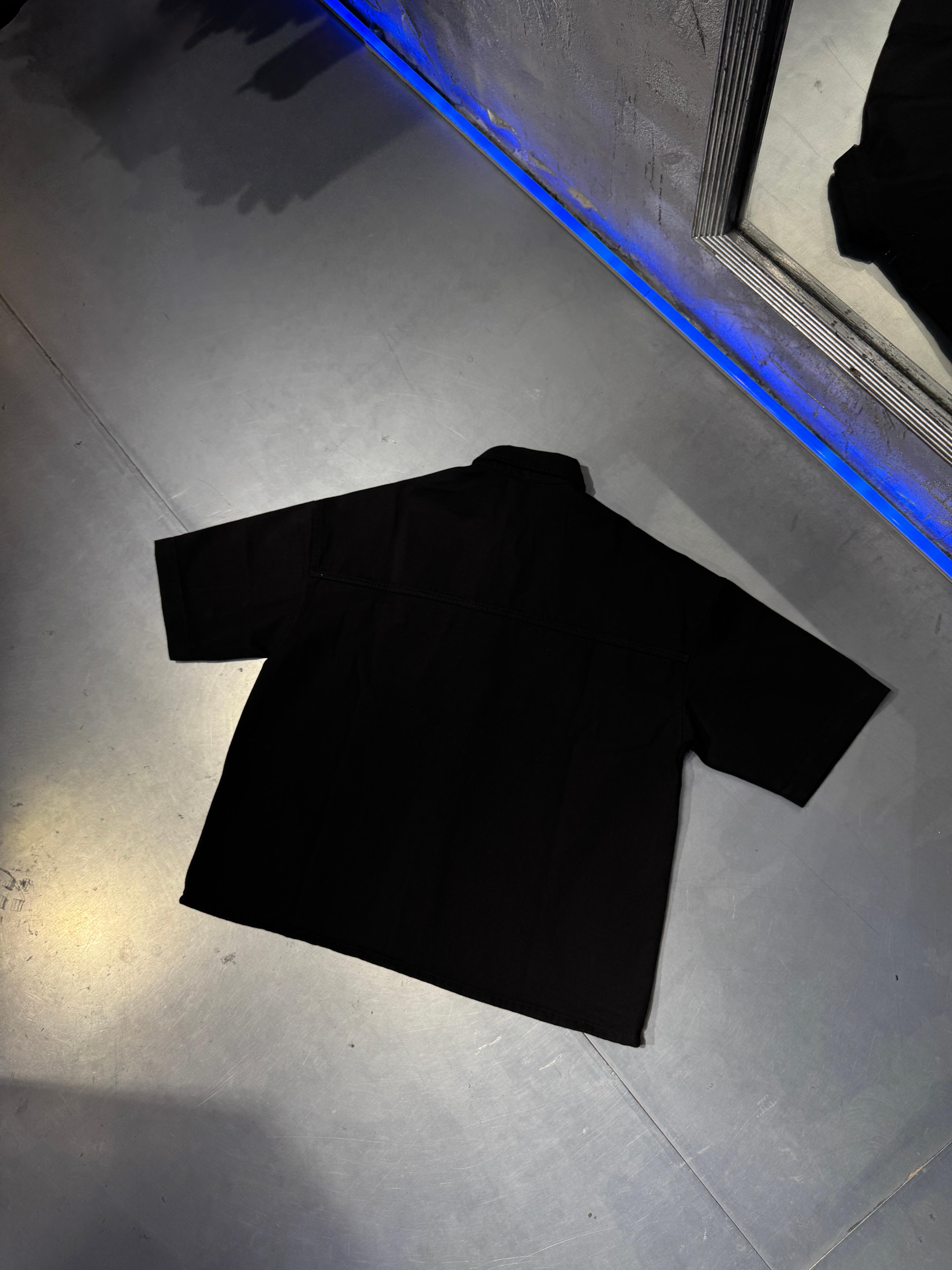 Oversize Gabardin Siyah Gömlek