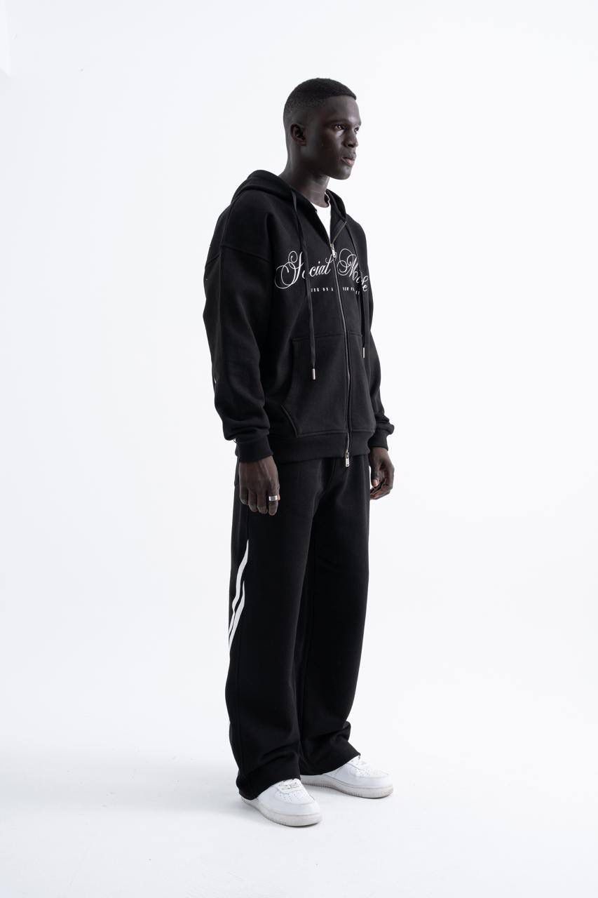 Social Mode Printed Zip Hoodie