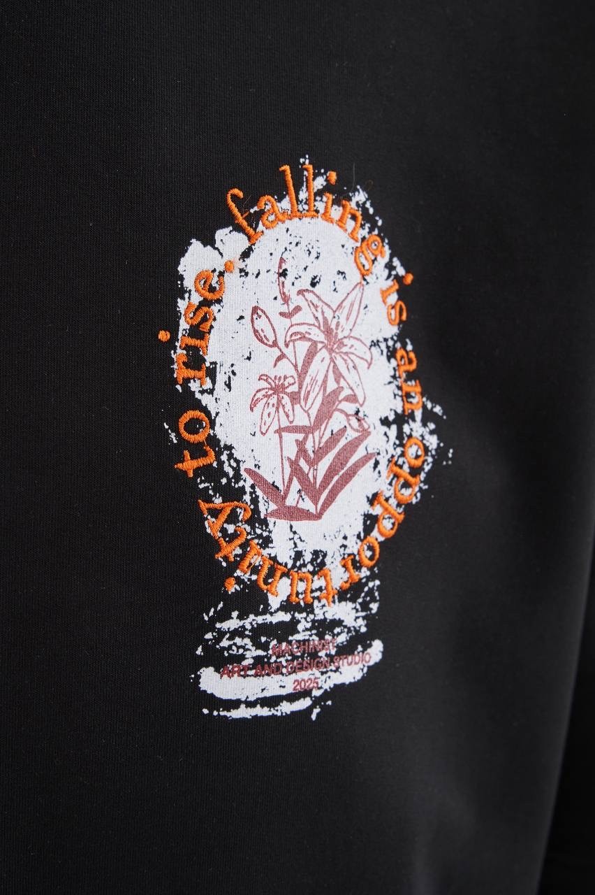 Flower Printed And Embroidered Oversize T-Shirt