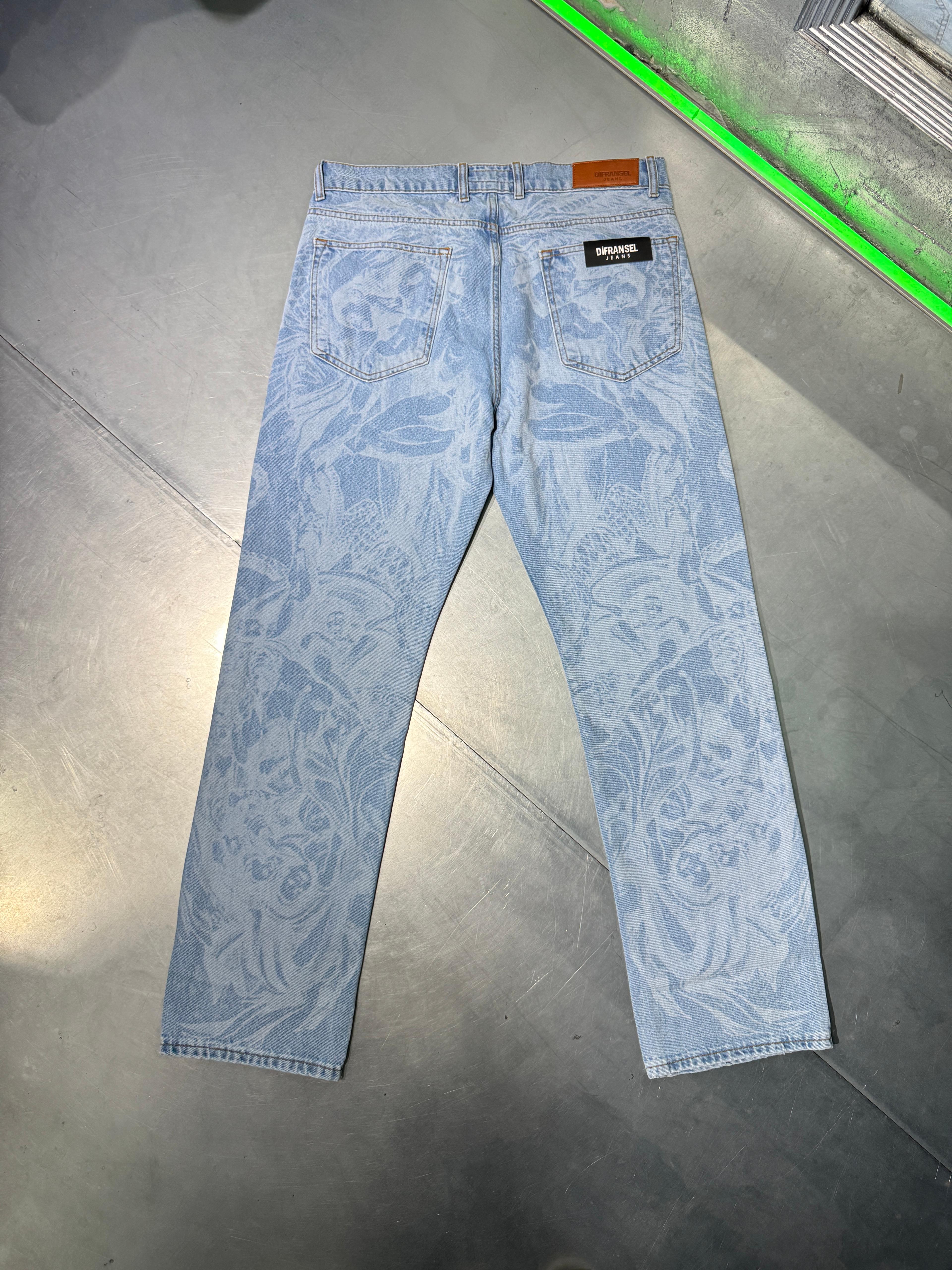 Old School Doku Desenli Jean
