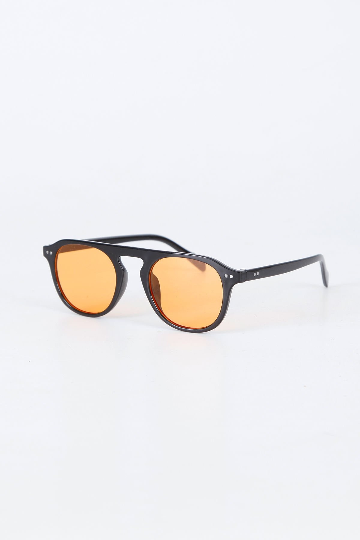 xpend retro güneş gözlüğü - siyah çerçeve seffaf turuncu cam güneş gözlüğü