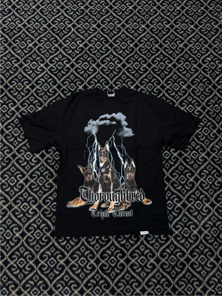 Dog Printed Oversize T-Shirt - Siyah