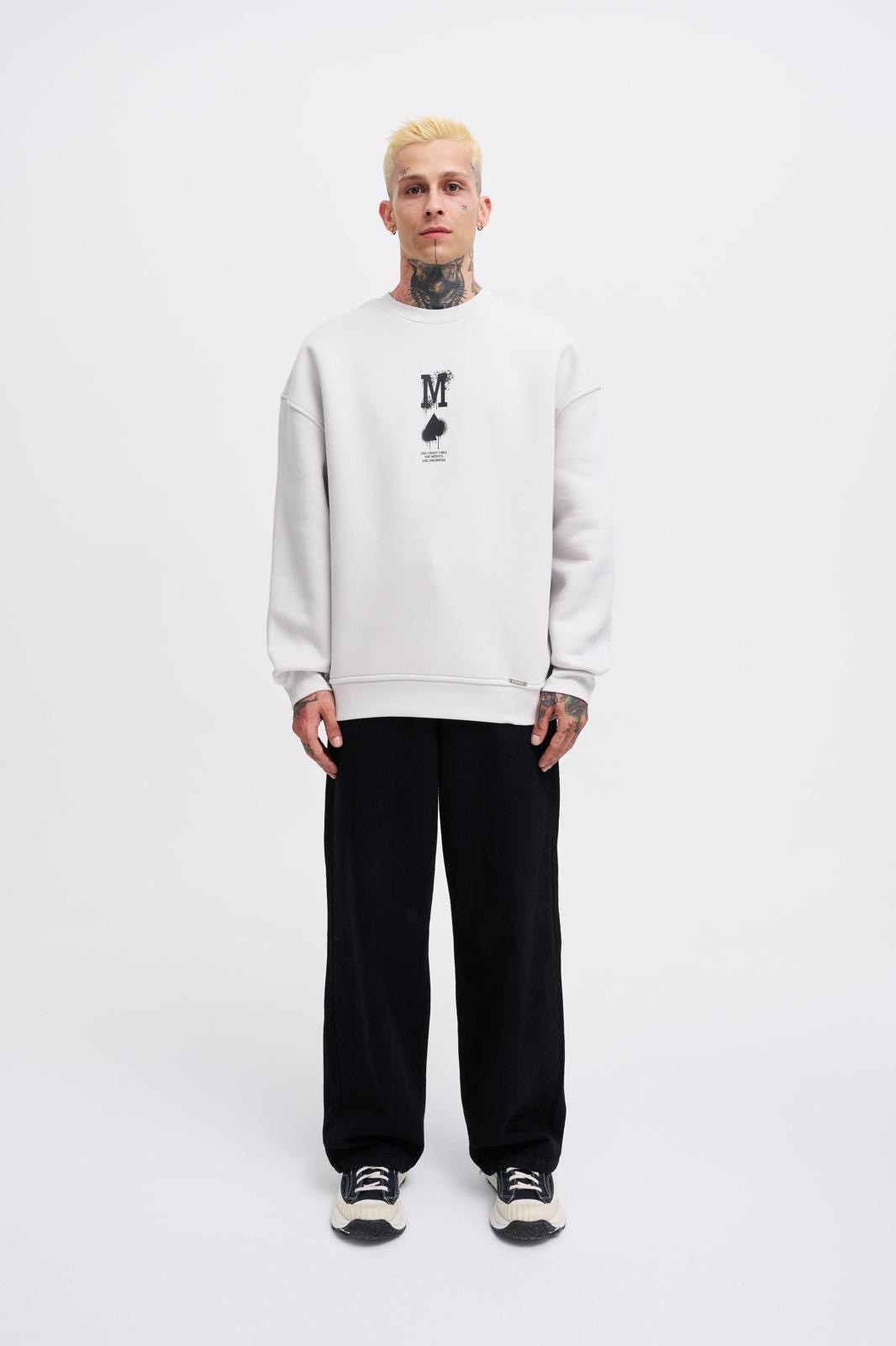 Oversize The Crazy One Sweatshirt Şardonlu