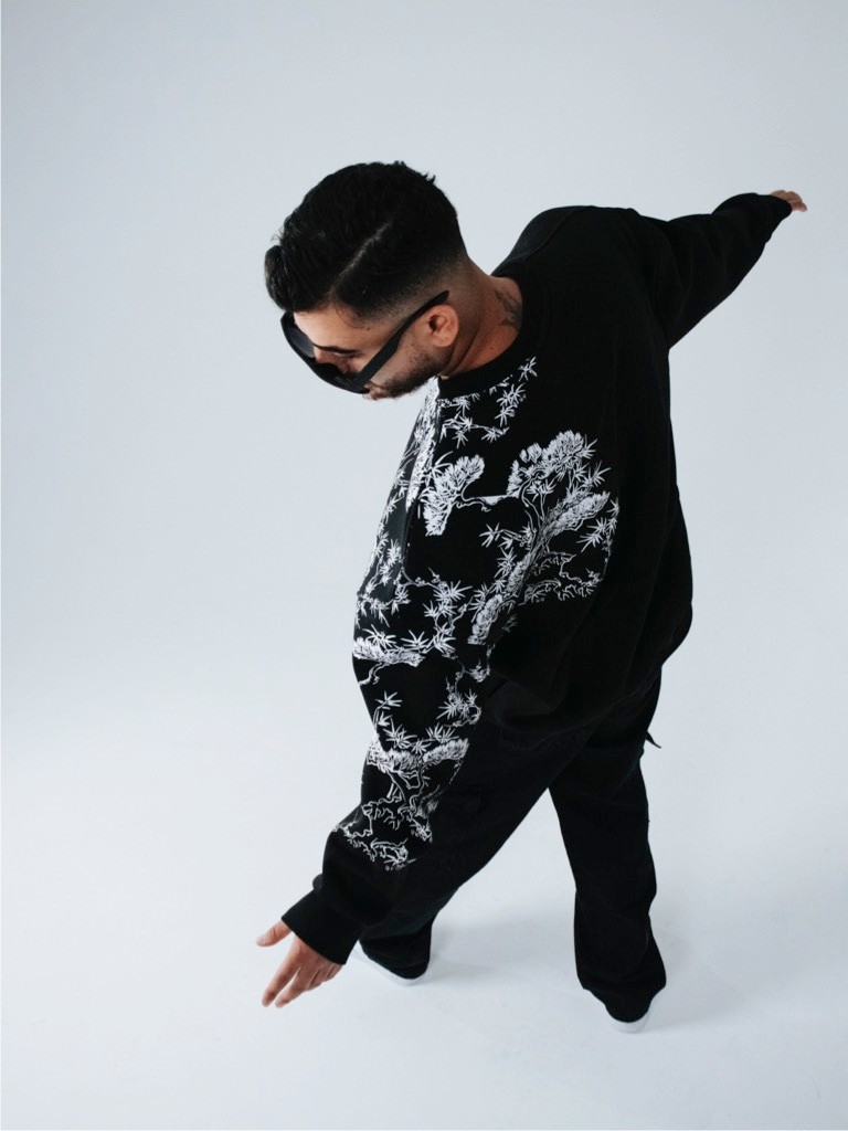 Premium Dragon Oversize Şardonlu Sweatshirt - Siyah