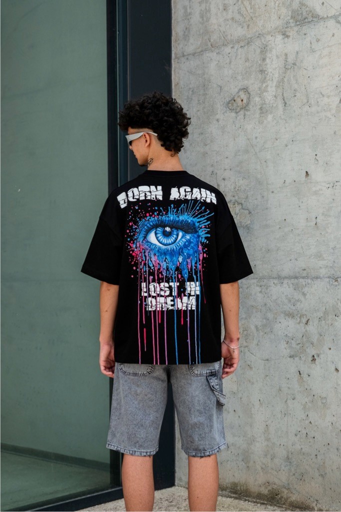 Lost In Dream Oversize T-Shirt - Siyah