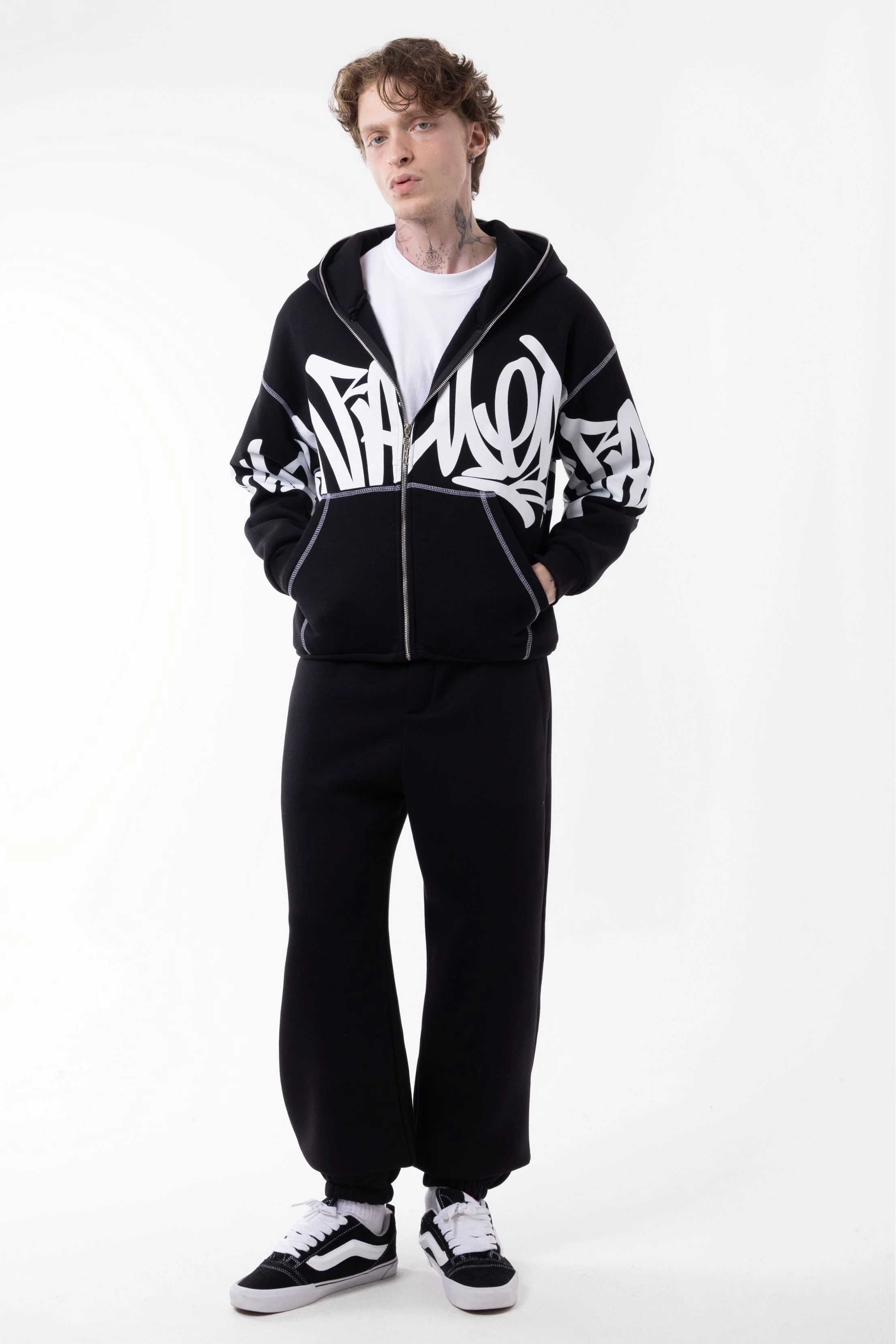 Graffiti Desenli Oversize Full Zip