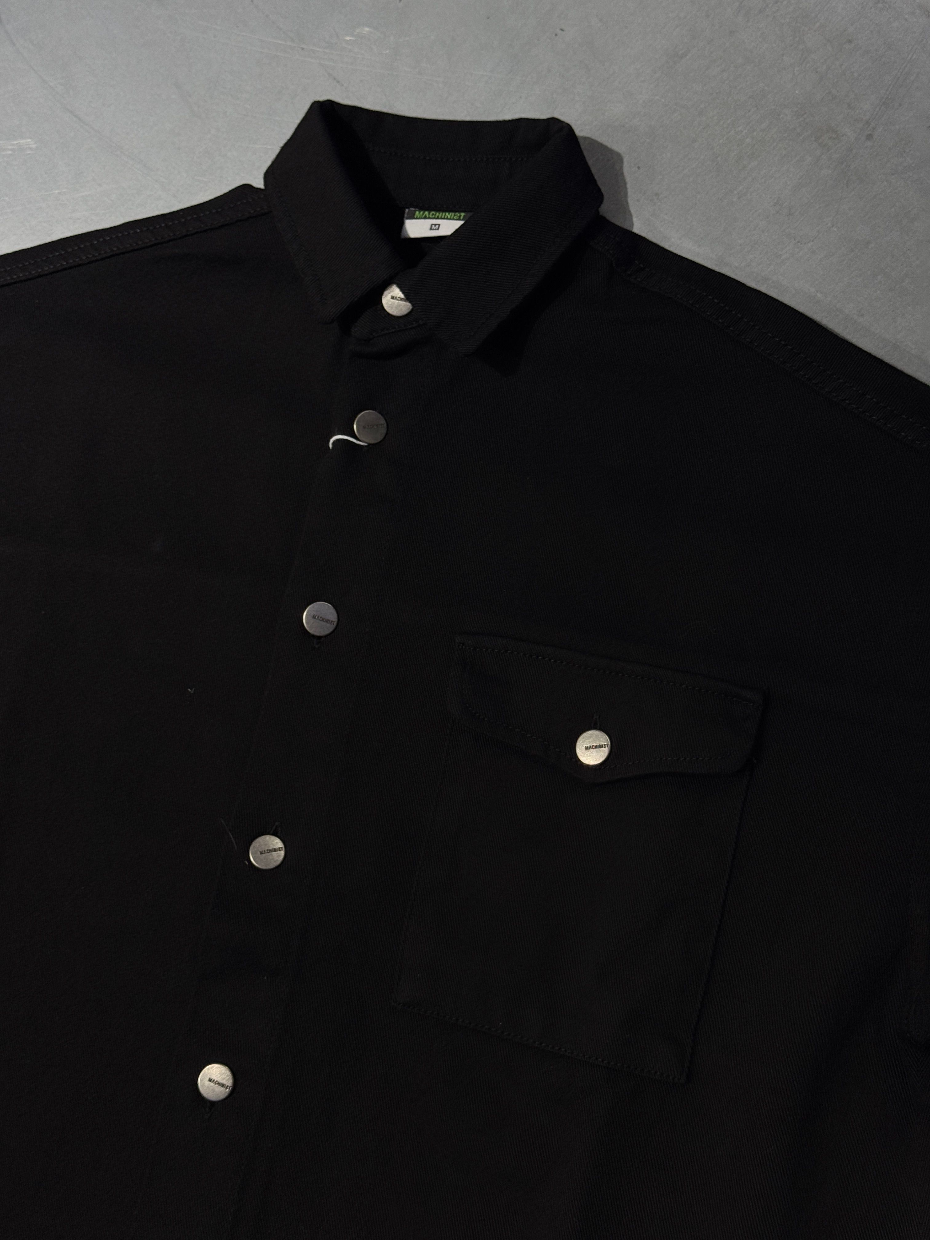 Oversize Gabardin Siyah Gömlek