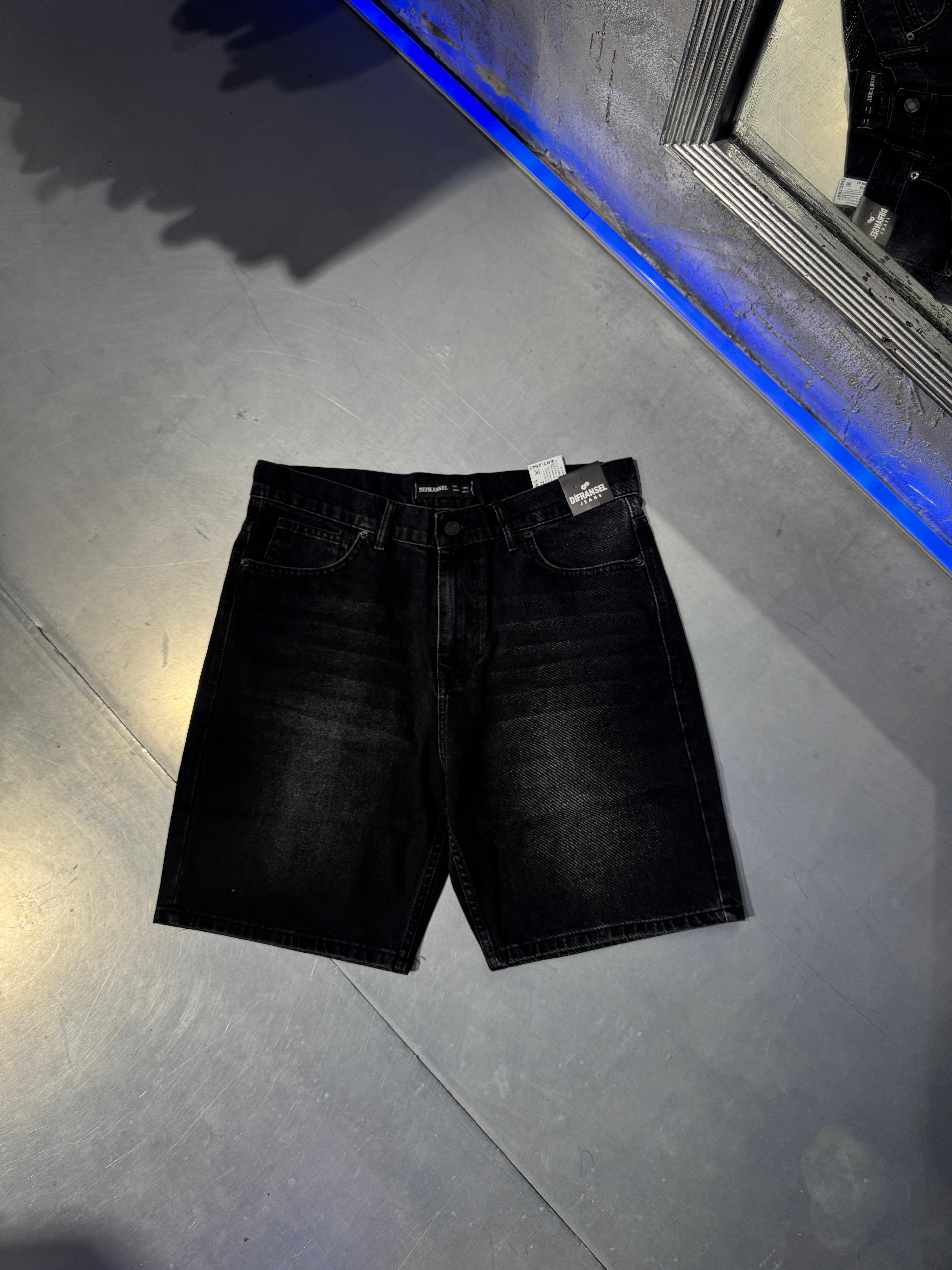 Regular Fit Denim Şort - Efectli Siyah