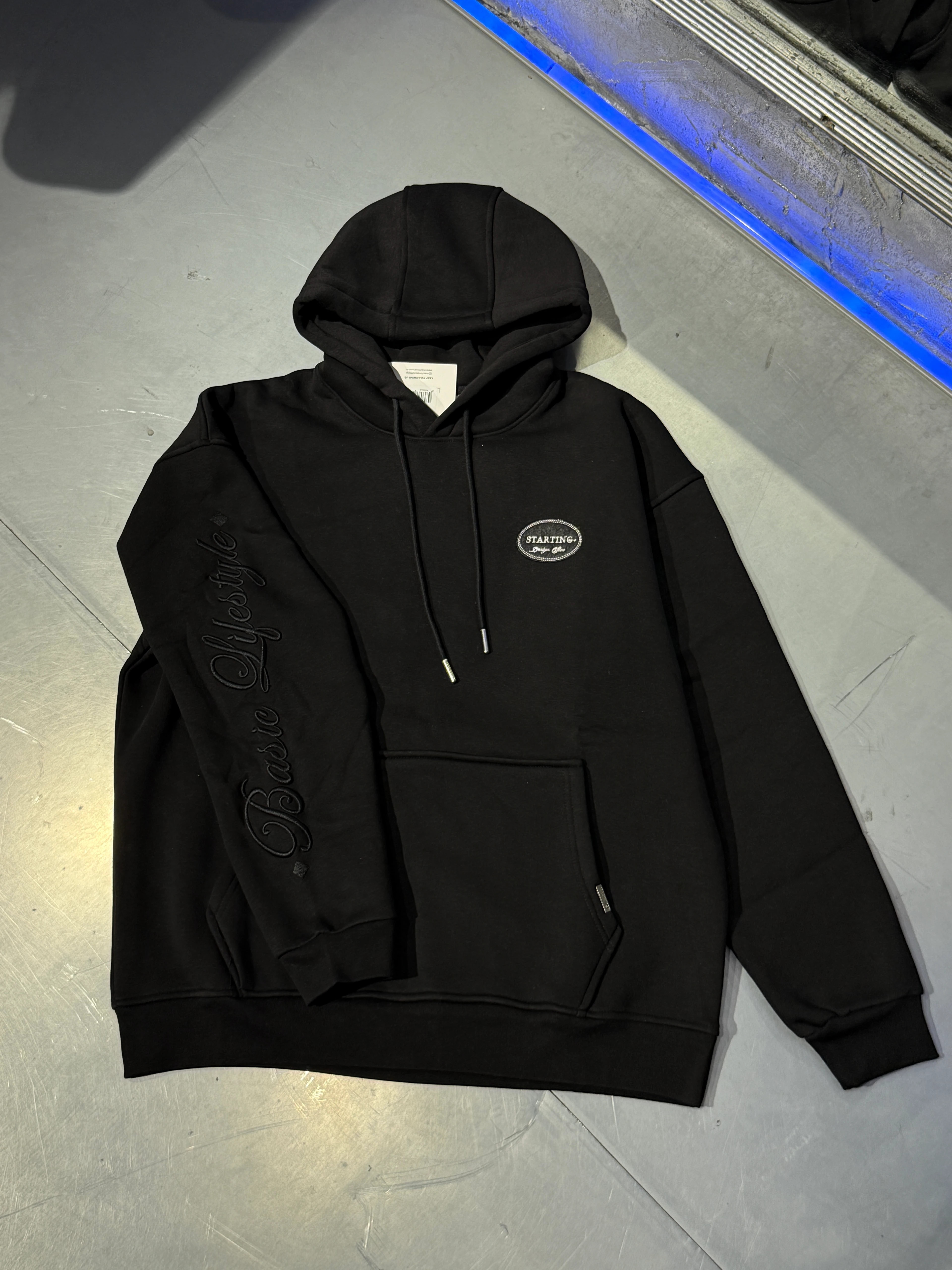 Handwriting Embroidered Hoodie Şardonlu