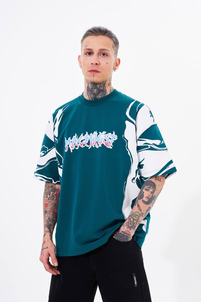 Conytast Oversize T-Shirt - Petrol Yeşil
