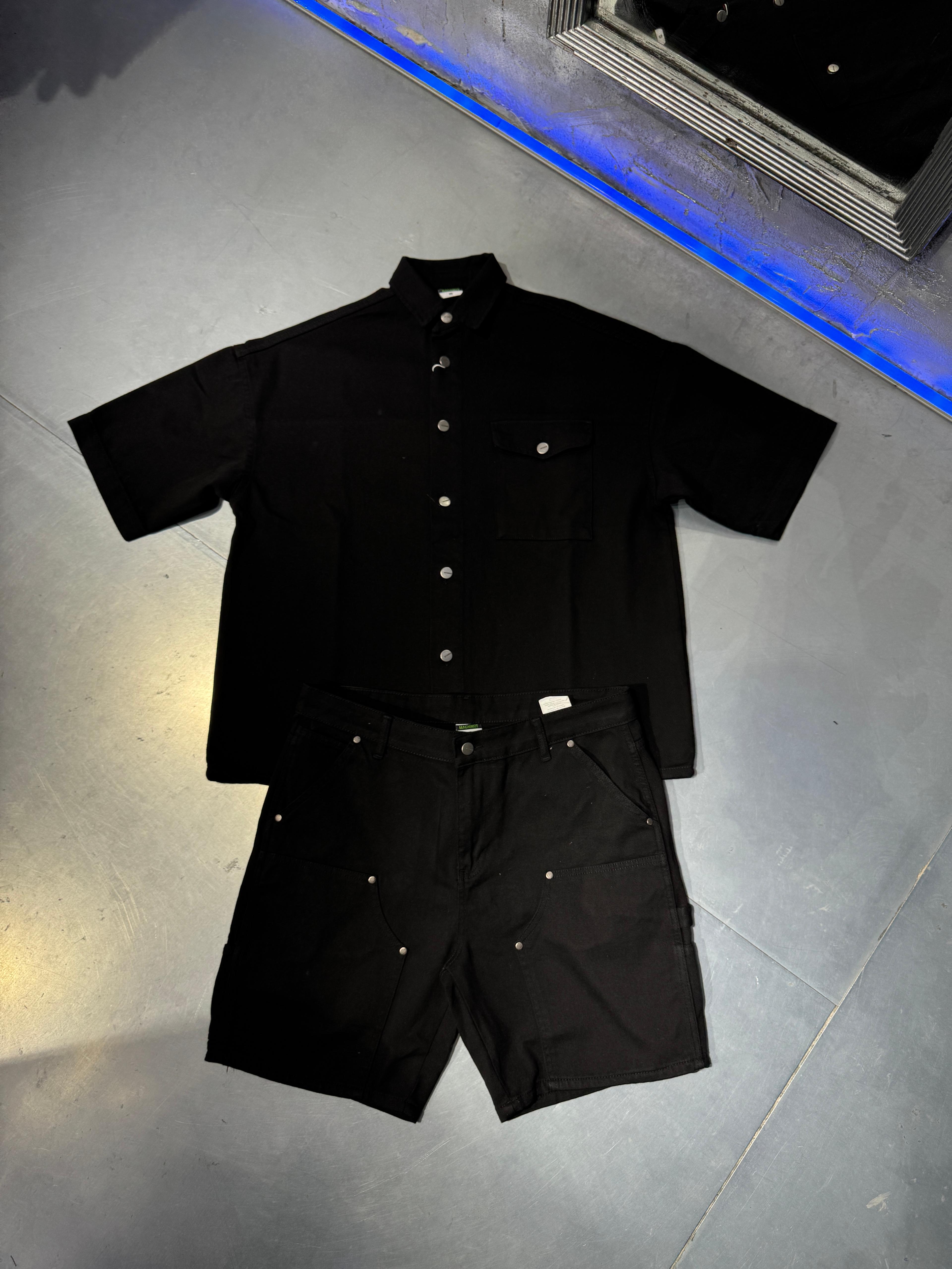 Oversize Gabardin Siyah Gömlek