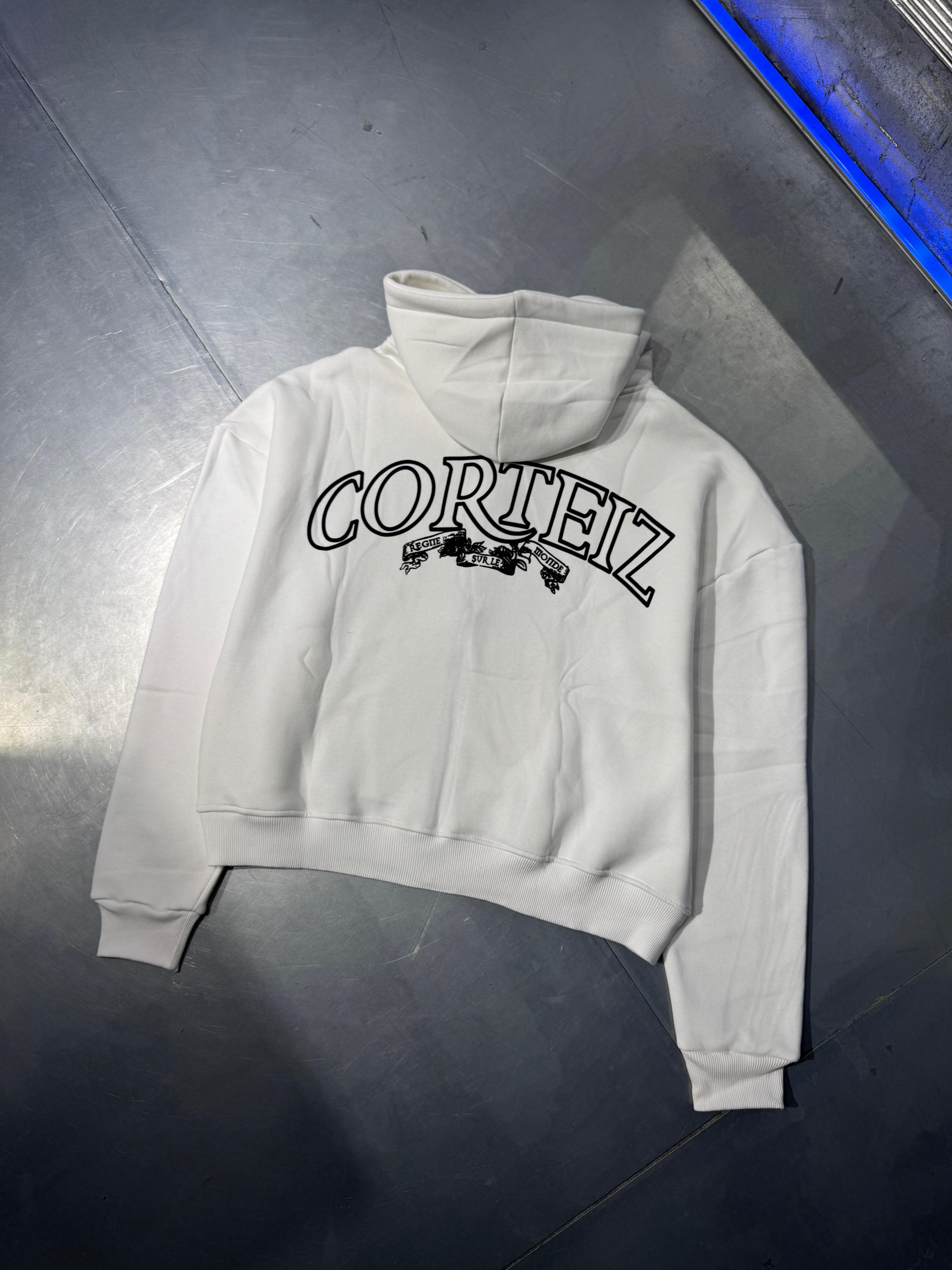 Oversize Corteiz Zip Hoodie Şardonlu