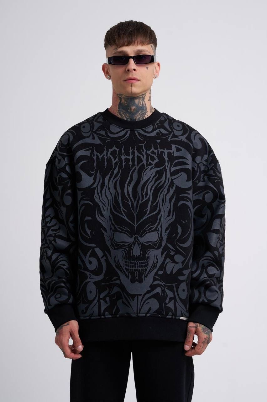 Ethnical Skull Sweatshirt - Siyah