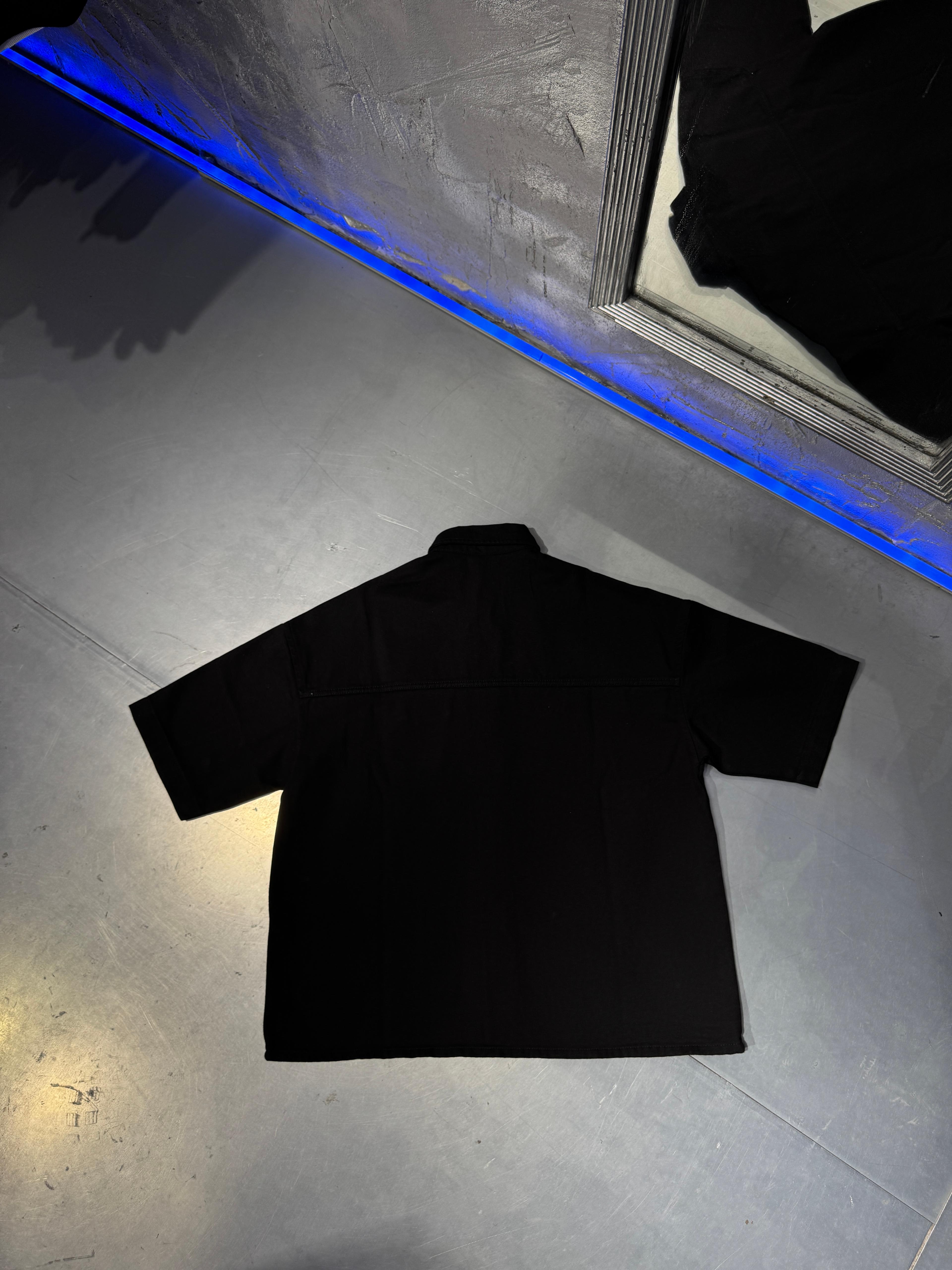 Oversize Gabardin Siyah Gömlek