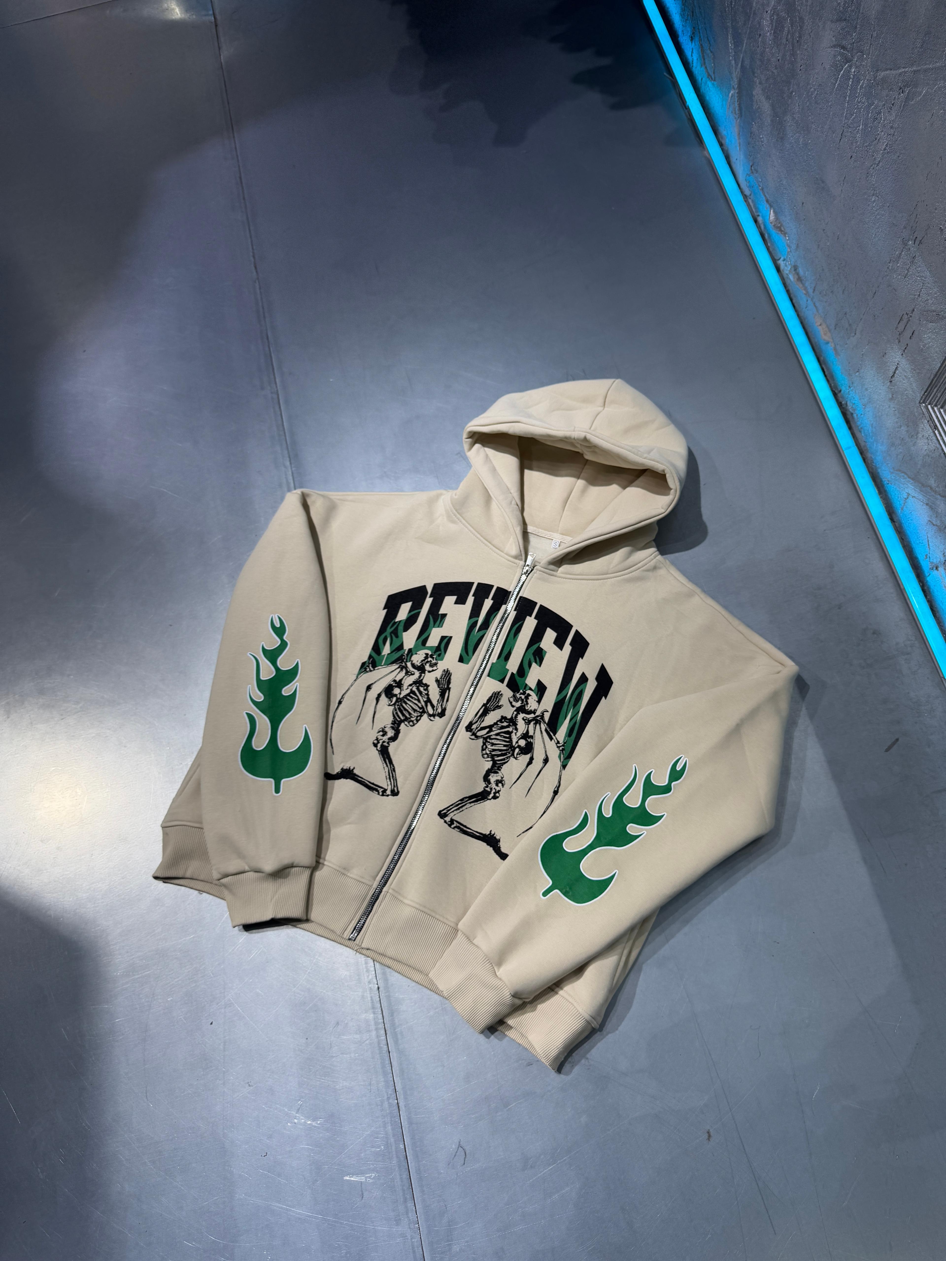 Review Skeleton Fermuarlı Zip Hoodie