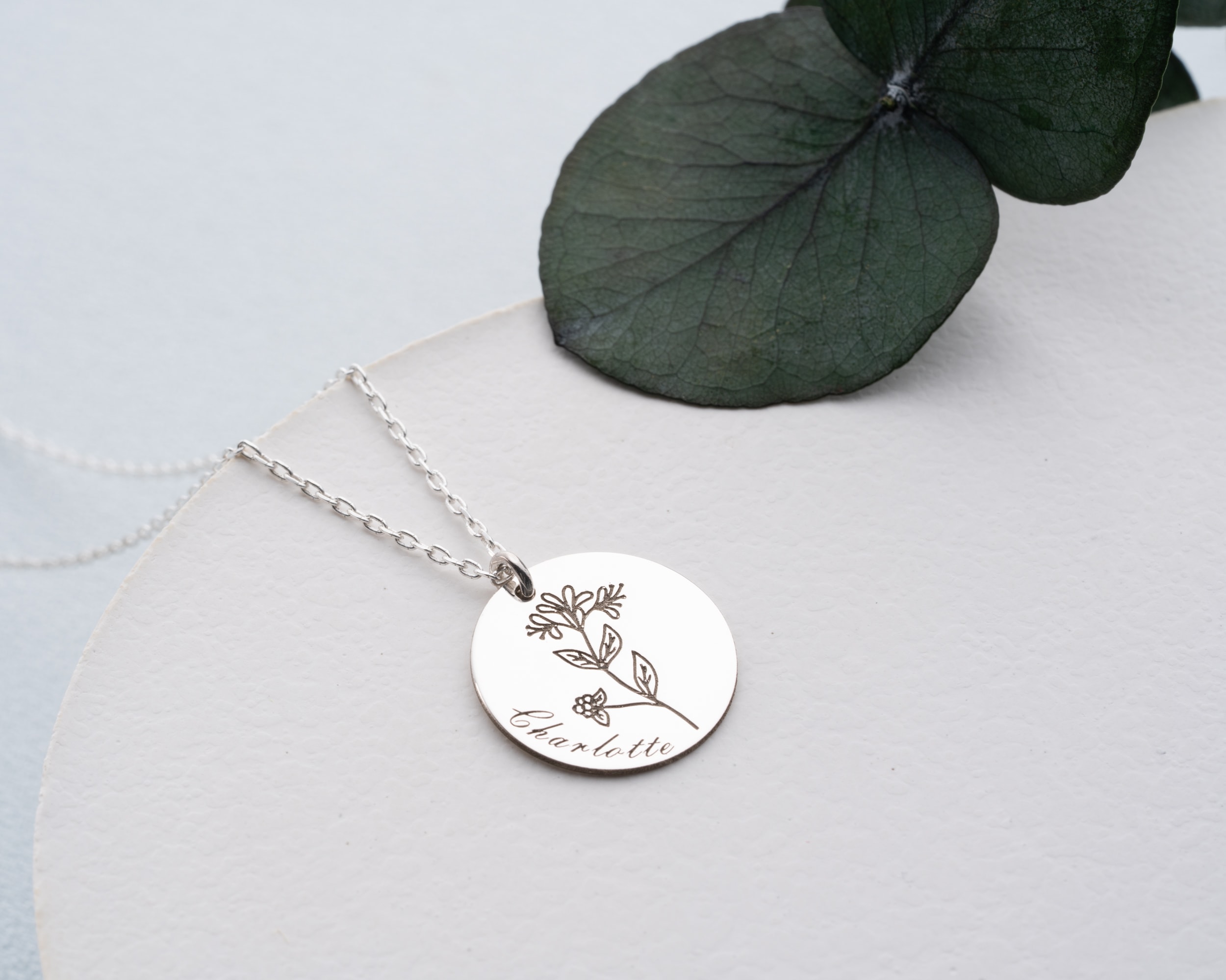 Doğum Çiçekli Disk İsim Kolye - Kişiye Özel Anlamlı Hediye | AG Gold Silver