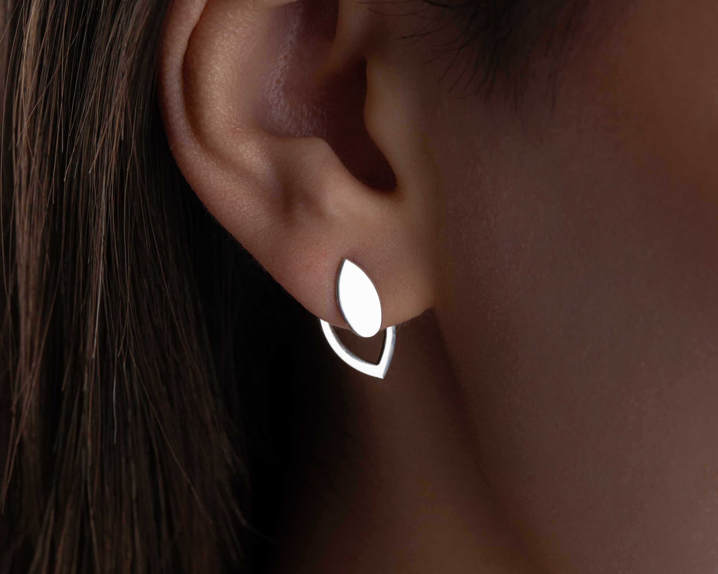 Çivili Çift Katlı Damla Küpe 925 Ayar Gümüş – Günlük ve Özel Kombin Kadın Küpesi