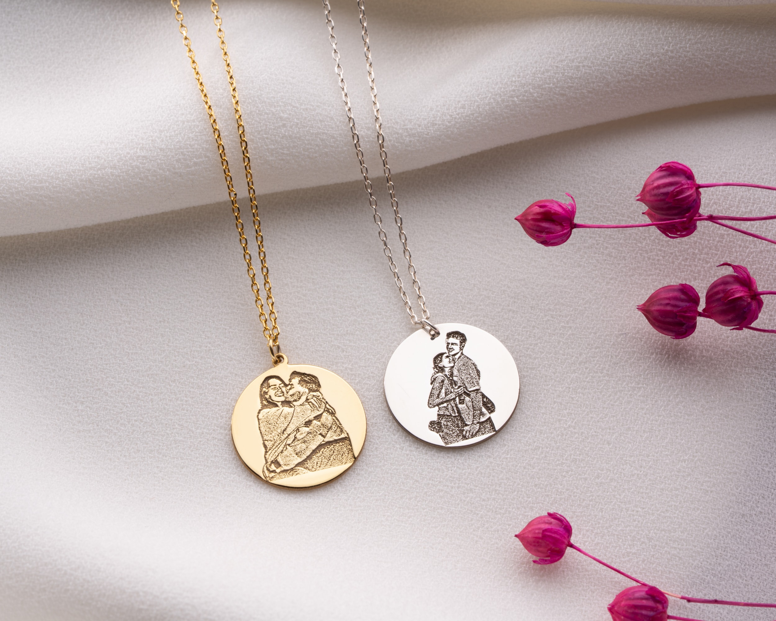 Kişiselleştirilebilir Resim Disk Kolye – Fotoğrafınızı Taşıyan Özel Takı | Gold, Rose, Gümüş