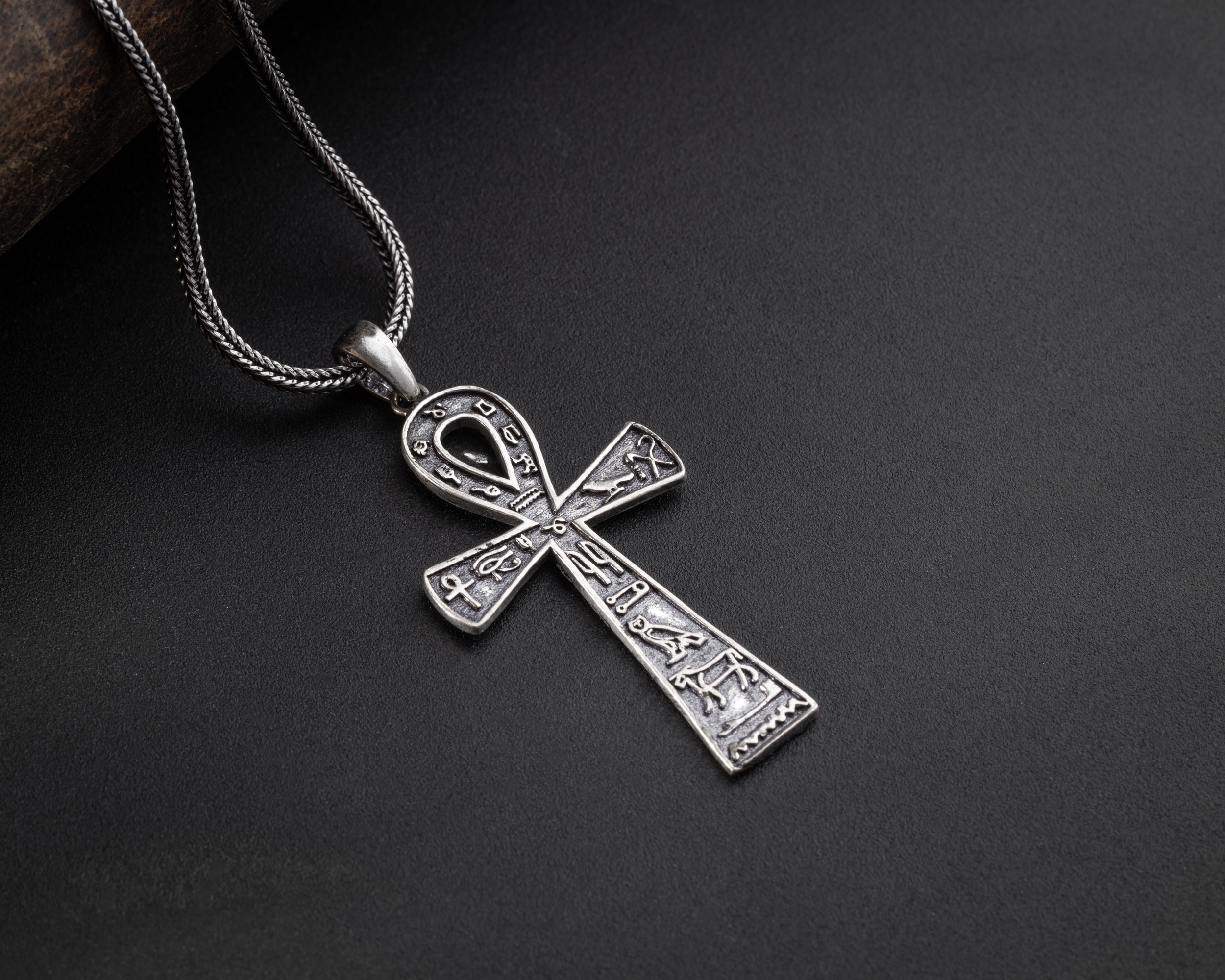 Mısır Ankh Erkek Kolye | Tilki Kuyruğu Zincirli Anlamlı ve Şık Tasarım