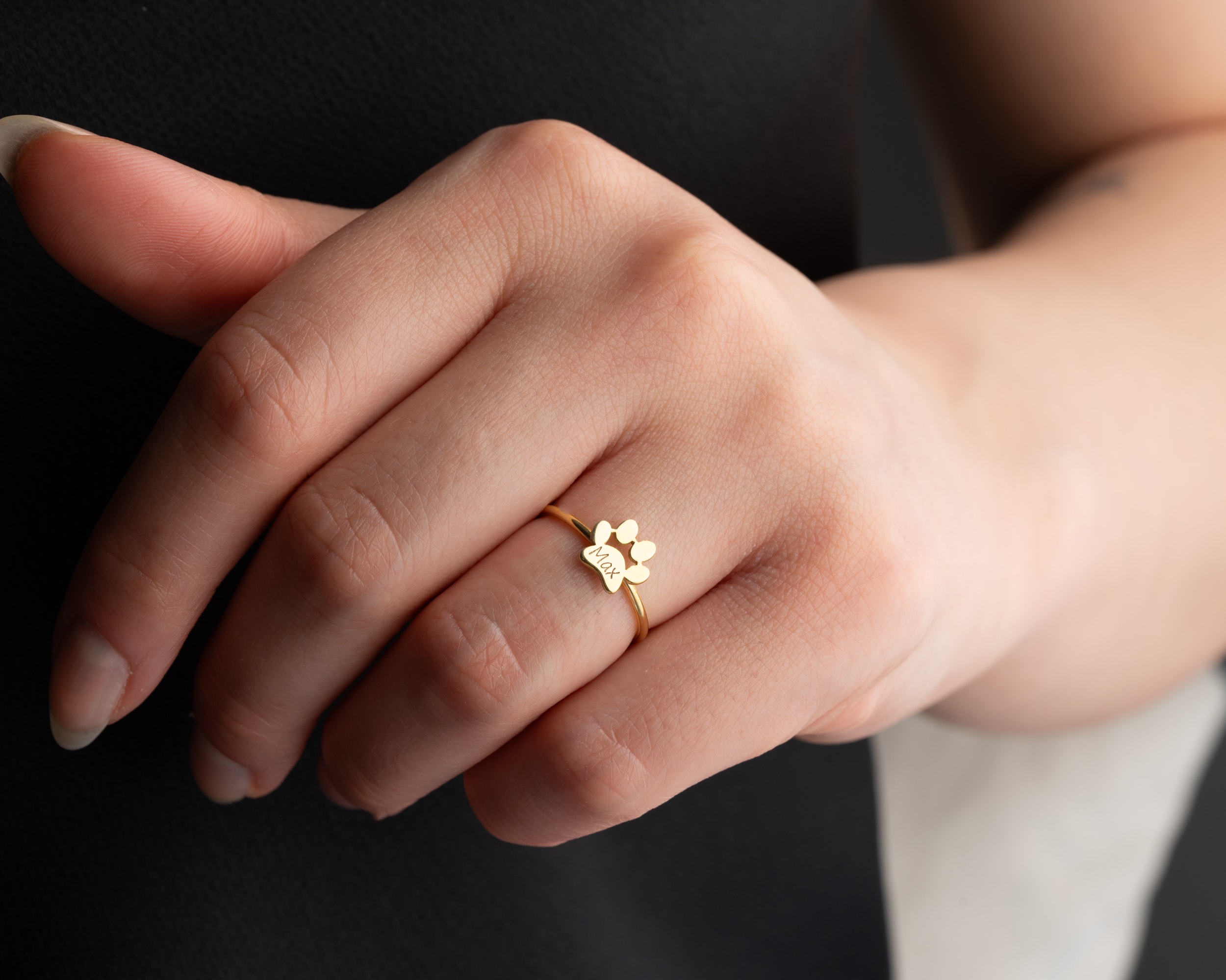 Kişiselleştirilebilir Pati Yüzük – Harfli ve Anlamlı Gümüş Tasarım - İsimli, Zarif ve Hayvanseverlere Özel