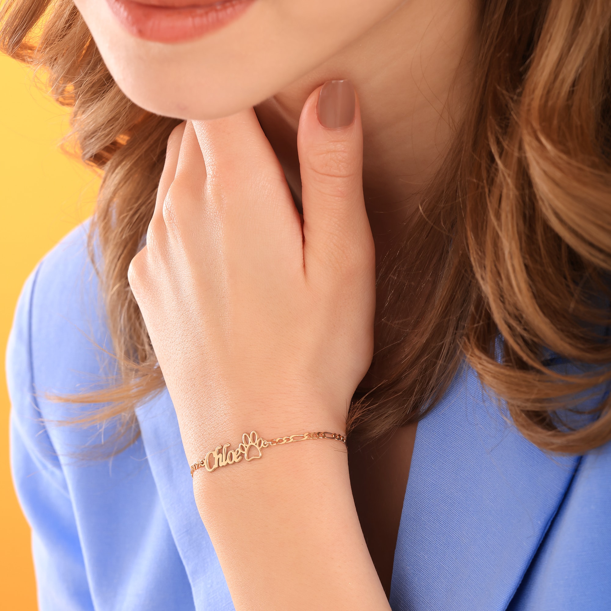 Kişiye Özel Pati İsim Bileklik – 925 Ayar Gümüş - Pati Figürlü İsimli Bileklik