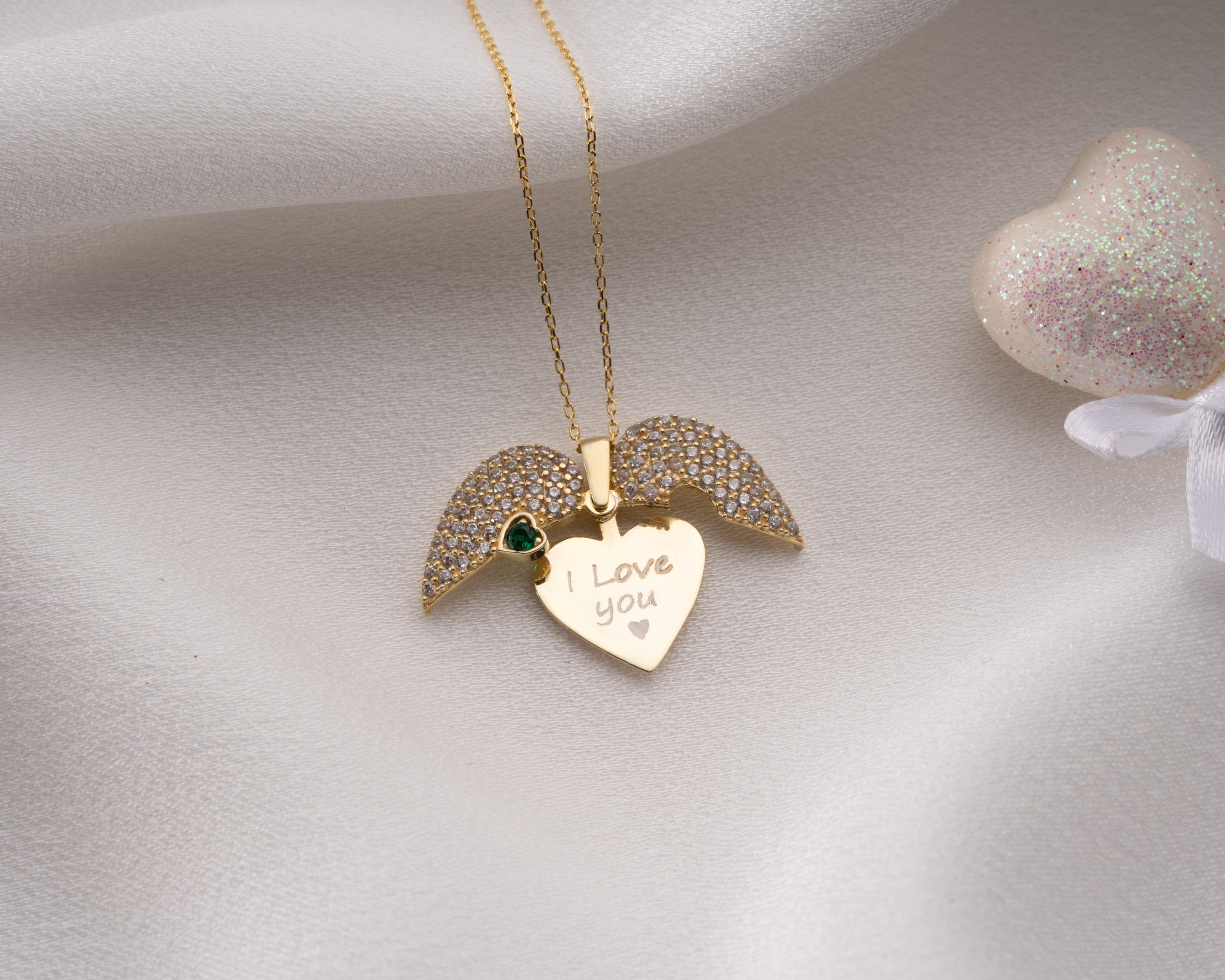 Doğum Taşlı Kalp Kolye – Açılabilir ve Gizli Mesajlı 925 Ayar Gümüş