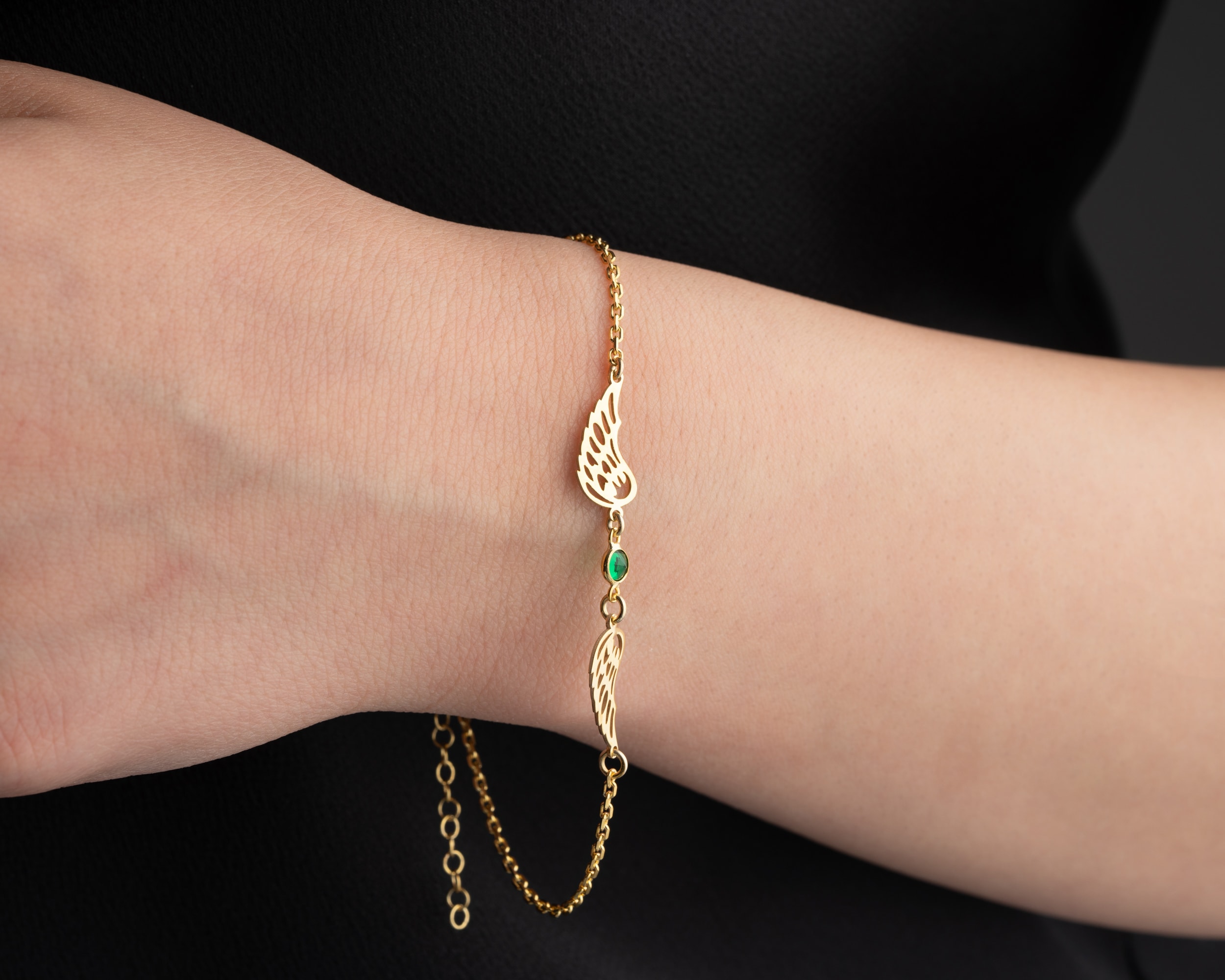 Doğum Taşlı Melek Kanatları Bileklik - Her Doğum Taşı Bir Enerji, Her Kanat Bir Koruyucu