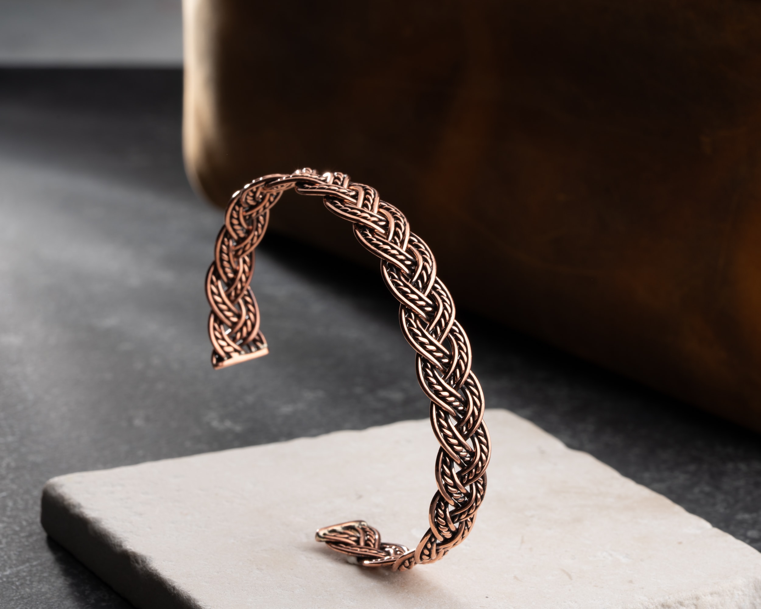 El Yapımı Örgü Bakır Bileklik | El İşçiliği Saf Bakır Unisex Bileklik Modeli