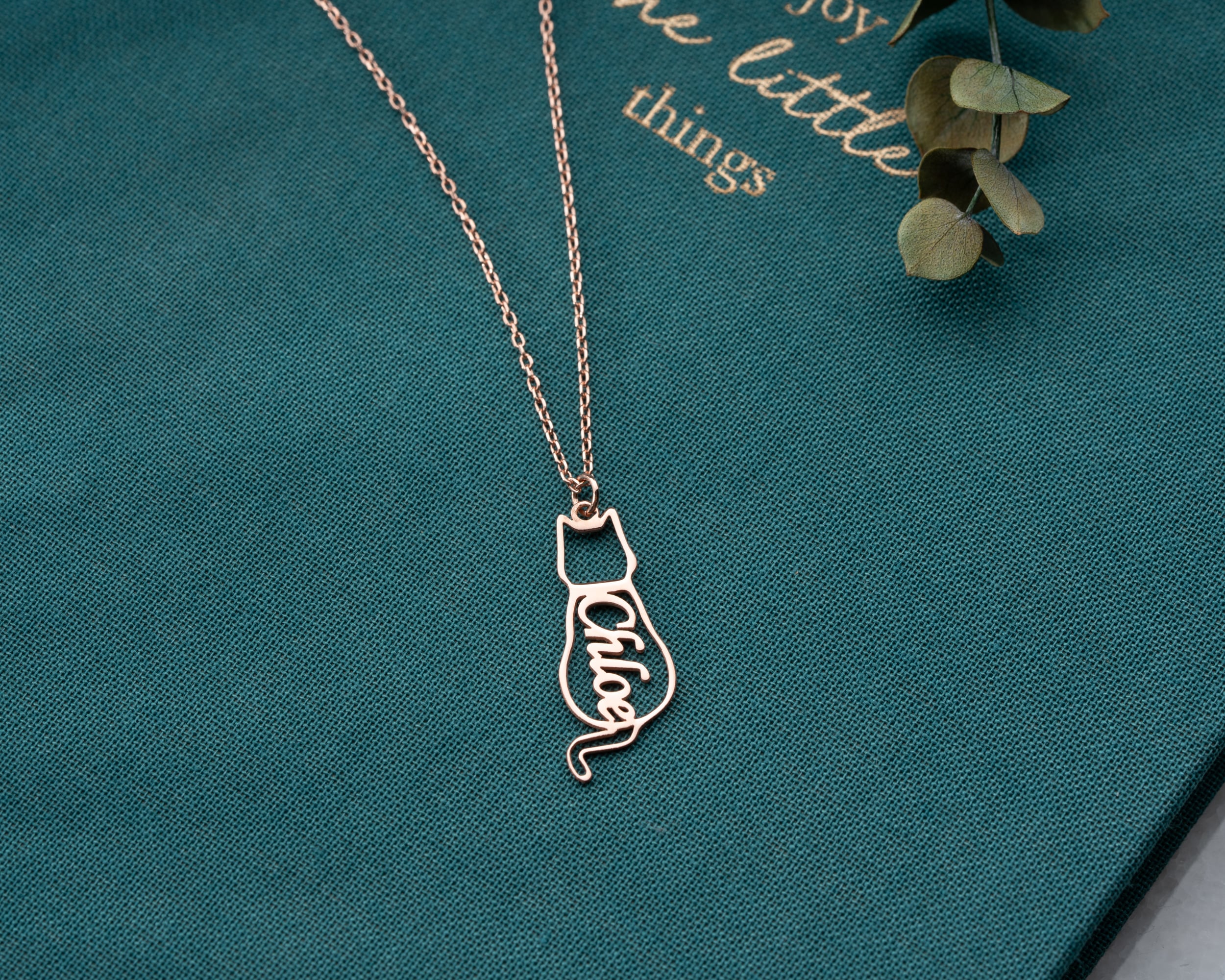 İsimli Kedi Kolye – Kişiye Özel Kedi Sever Kolyesi | Gold, Rose, Gümüş