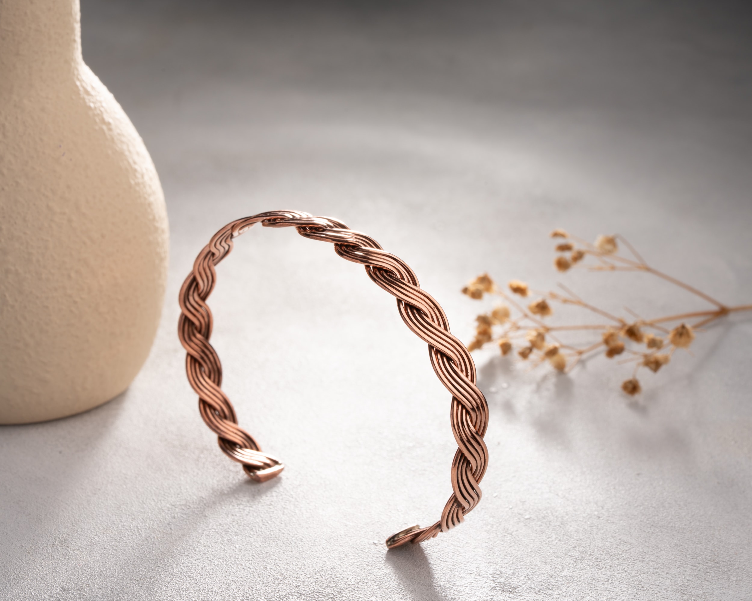 El İşçiliği Örgü Bakır Bileklik | Ayarlanabilir El Yapımı Saf Bakır Takı