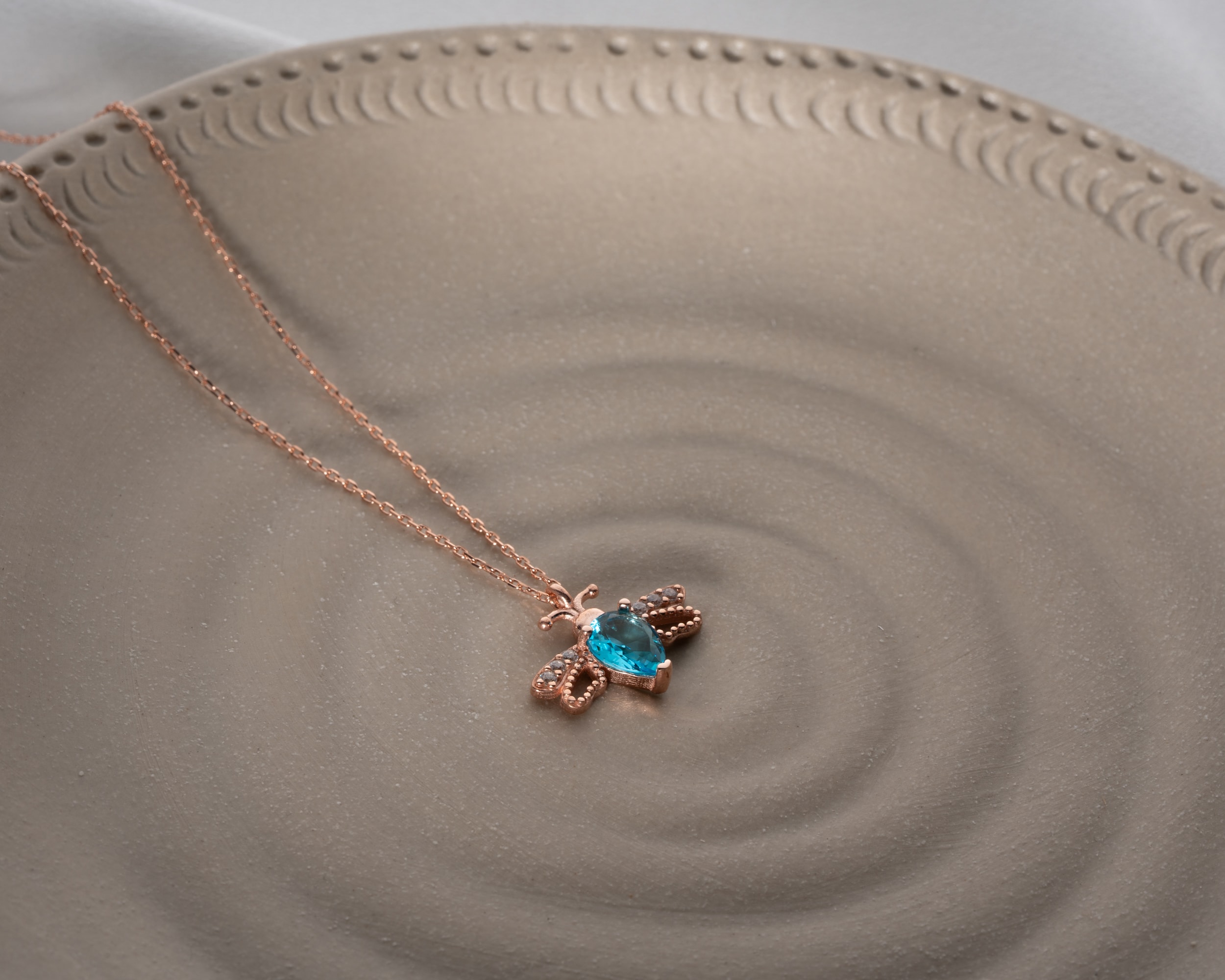 Doğum Taşlı Arı Kolye – 925 Ayar Gümüş Kişiye Özel Takı