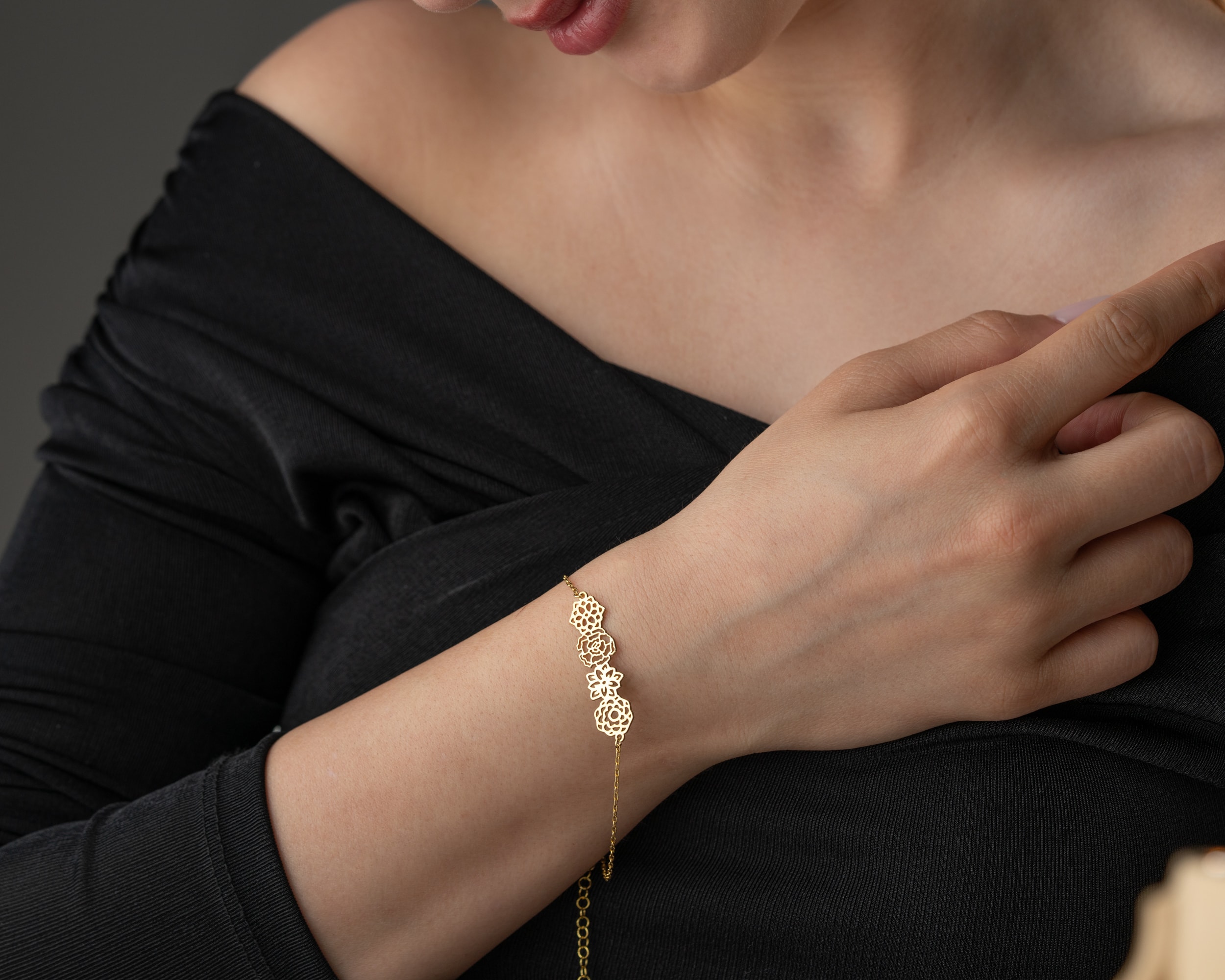 Doğum Çiçekli Bileklik – Top Zincir veya Forse Zincir Seçeneği