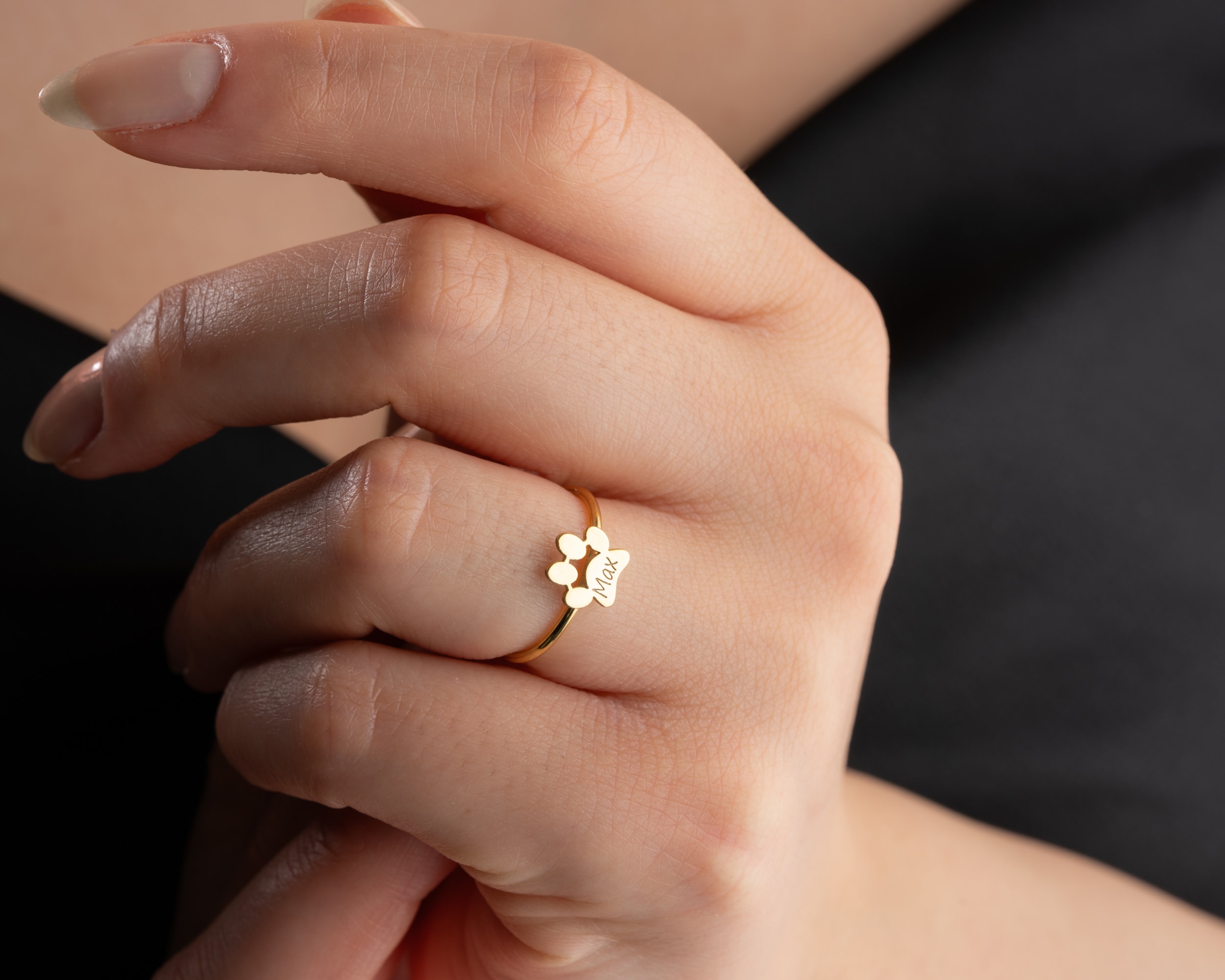 Kişiselleştirilebilir Pati Yüzük – Harfli ve Anlamlı Gümüş Tasarım - İsimli, Zarif ve Hayvanseverlere Özel