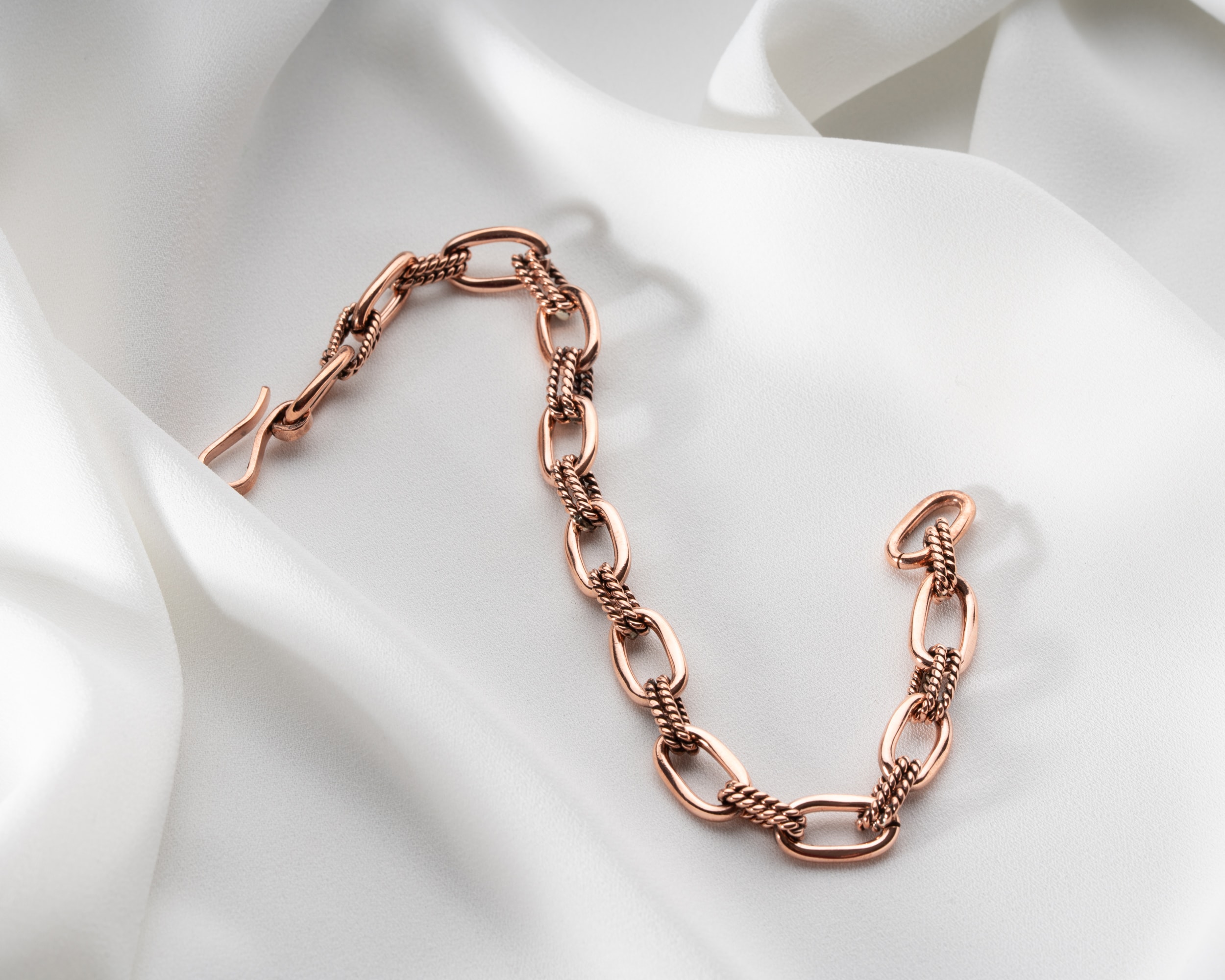 El İşçiliği Bakır Zincir Bileklik - Özel Tasarım Takı - %100 Saf Bakır Bileklik