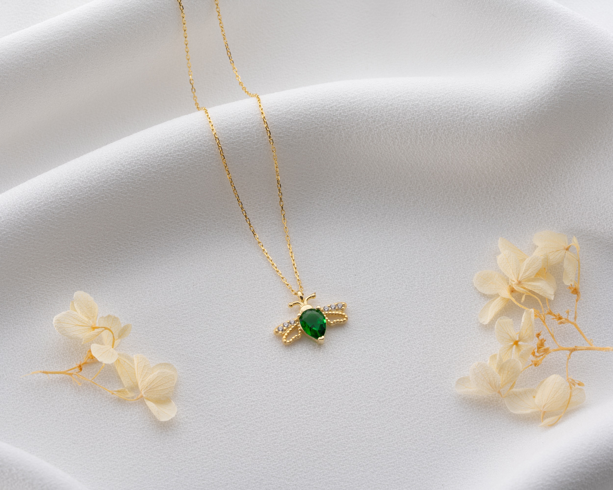 Doğum Taşlı Arı Kolye – 925 Ayar Gümüş Kişiye Özel Takı