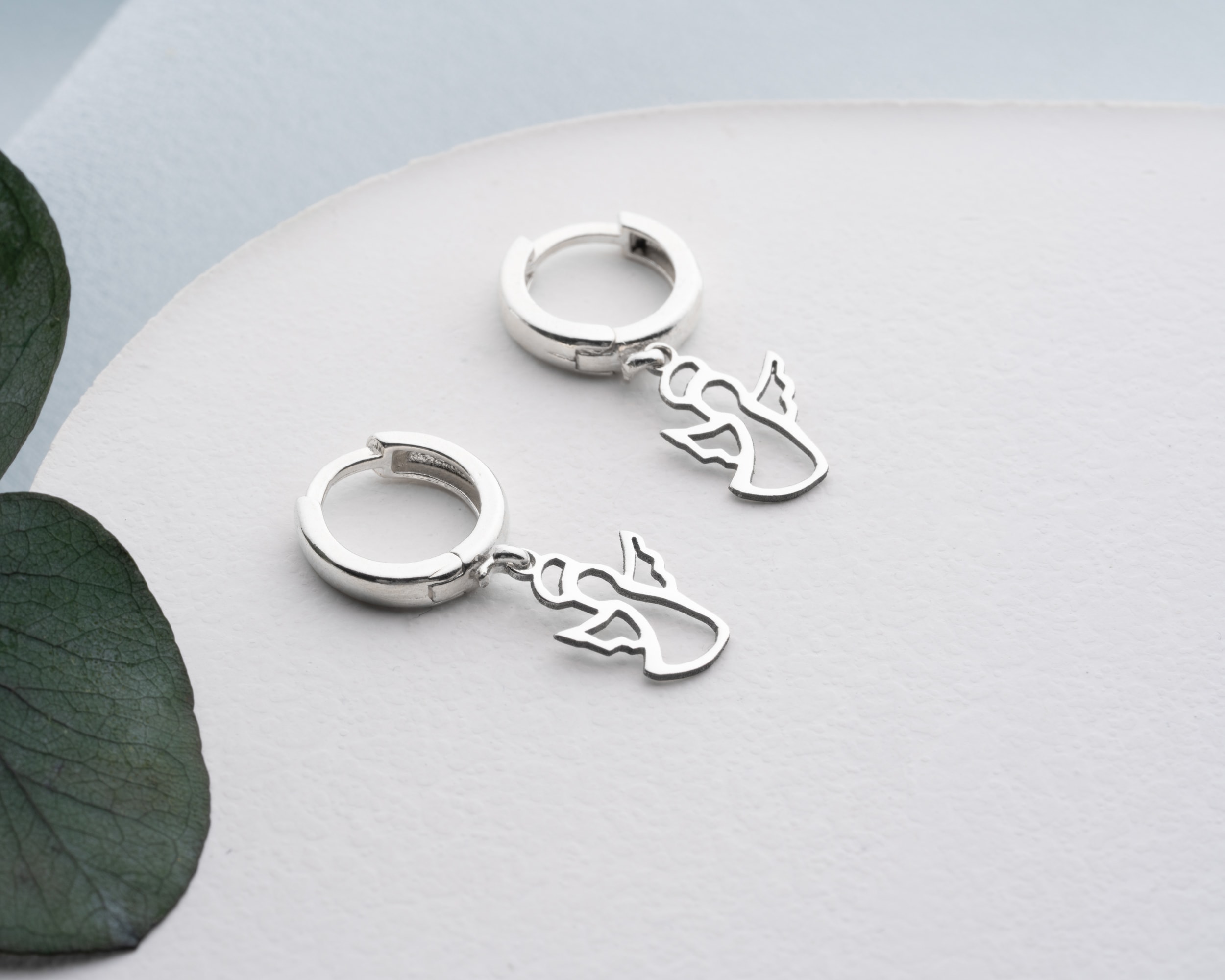 Sallantılı Melek Kanatlı Küpe 925 Ayar Gümüş - Gümüş Modern Takı - Zarif Melek Kanatlı Küpe