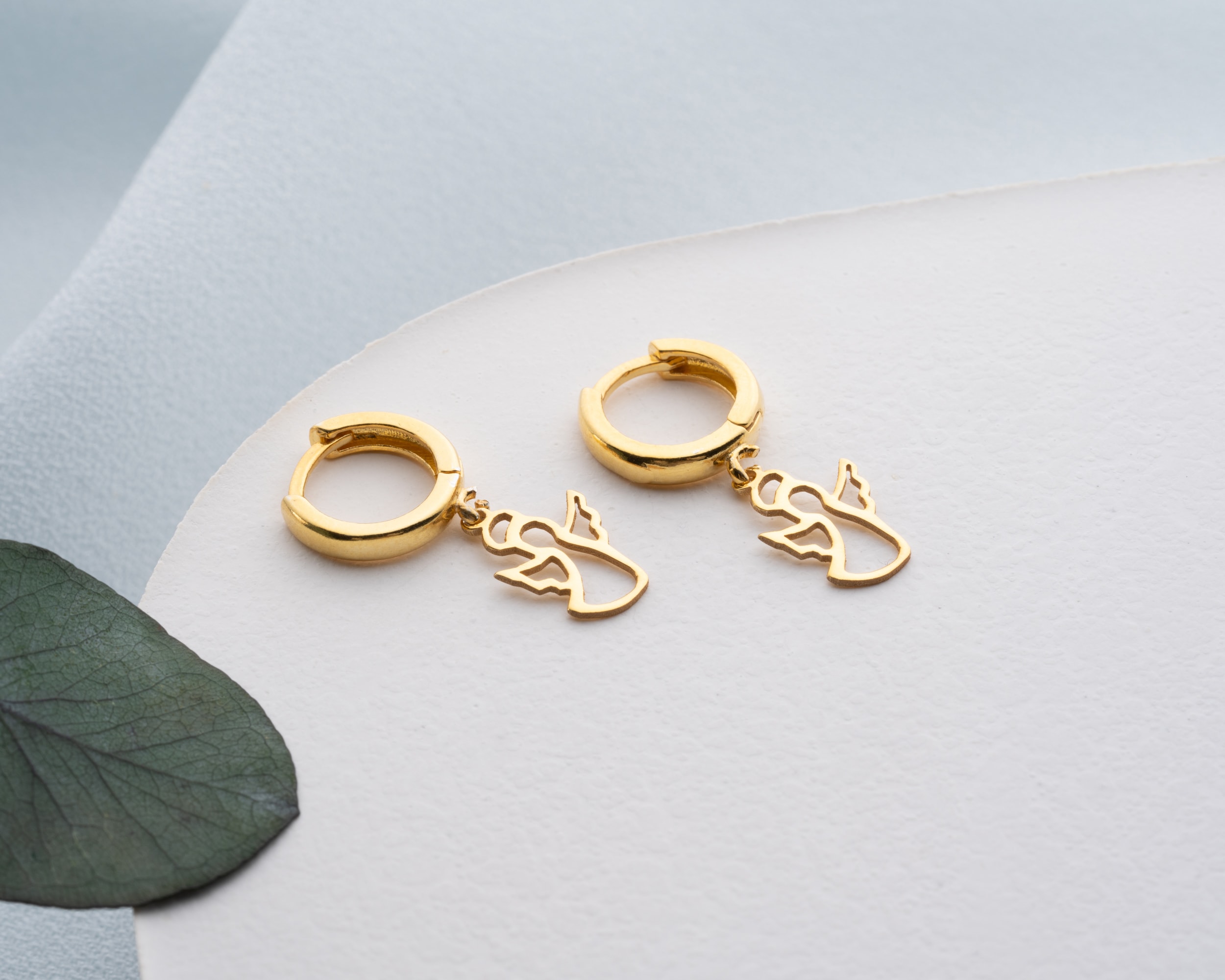 Sallantılı Melek Kanatlı Küpe 925 Ayar Gümüş - Gümüş Modern Takı - Zarif Melek Kanatlı Küpe