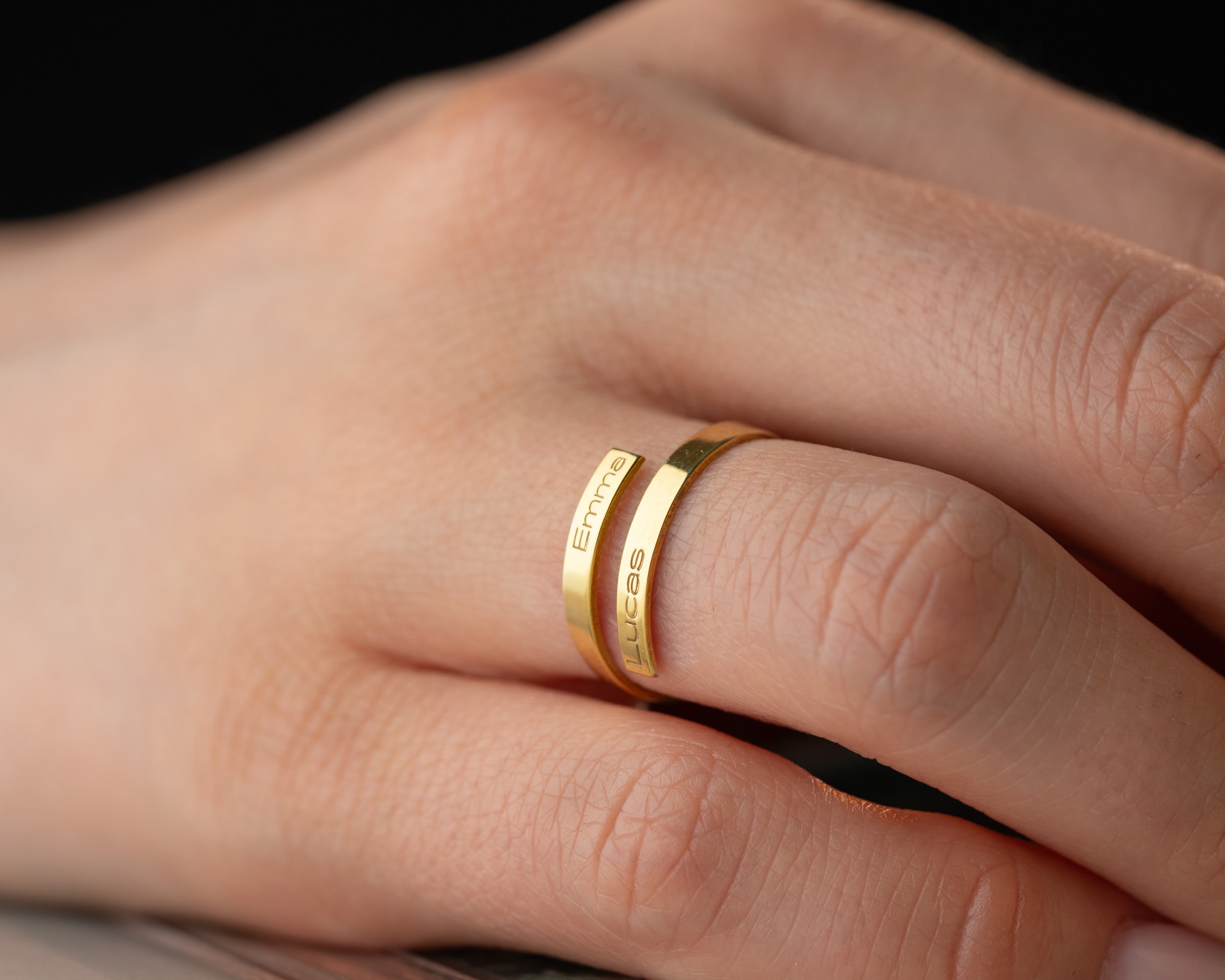 Ayarlanabilir Kişiye Özel İsim Yüzük – Kişiselleştirilmiş Zarif Tasarım | Gold, Rose, Gümüş