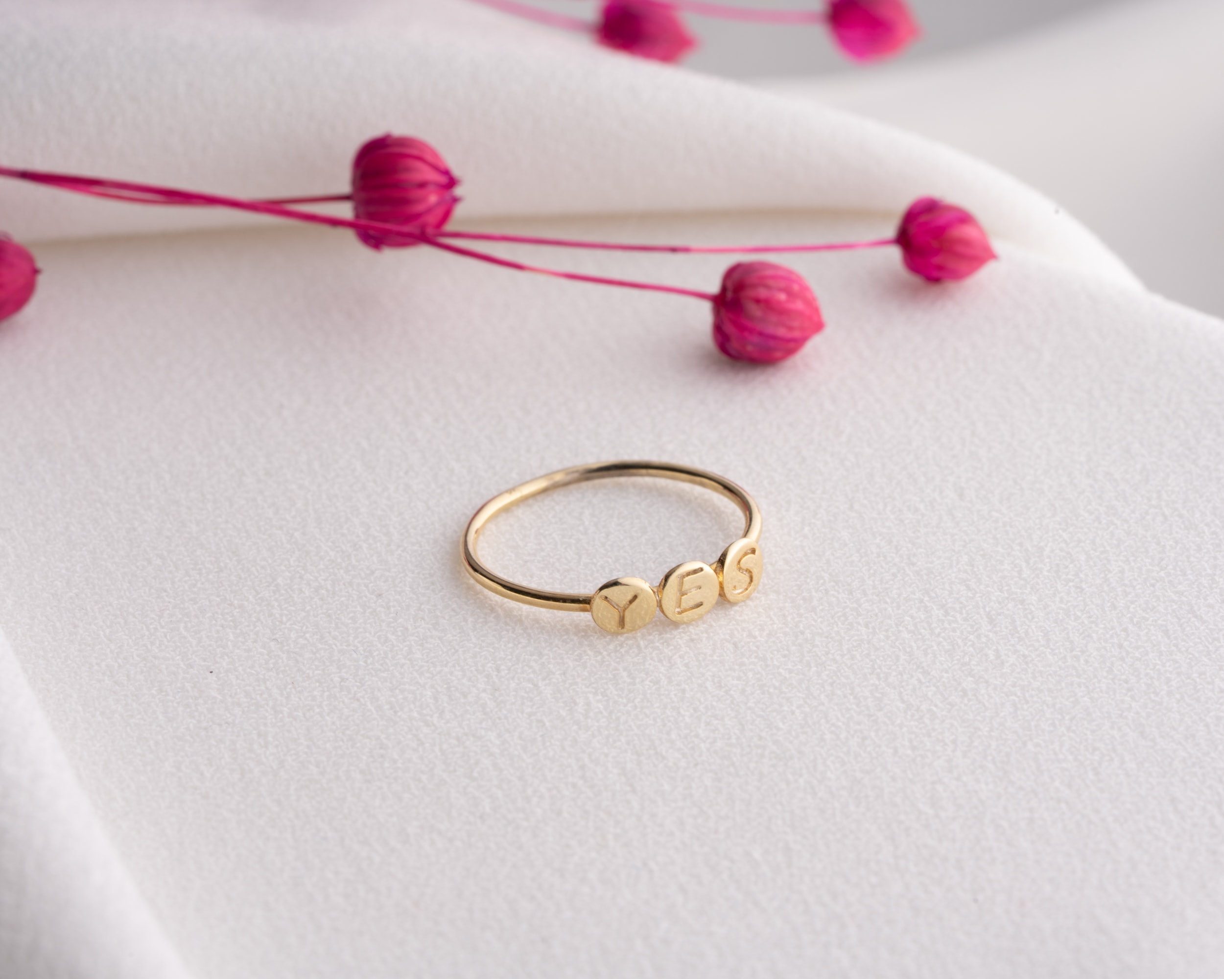 Harfli Disk Yüzük | 1–3 Diskli Kişiye Özel Takı