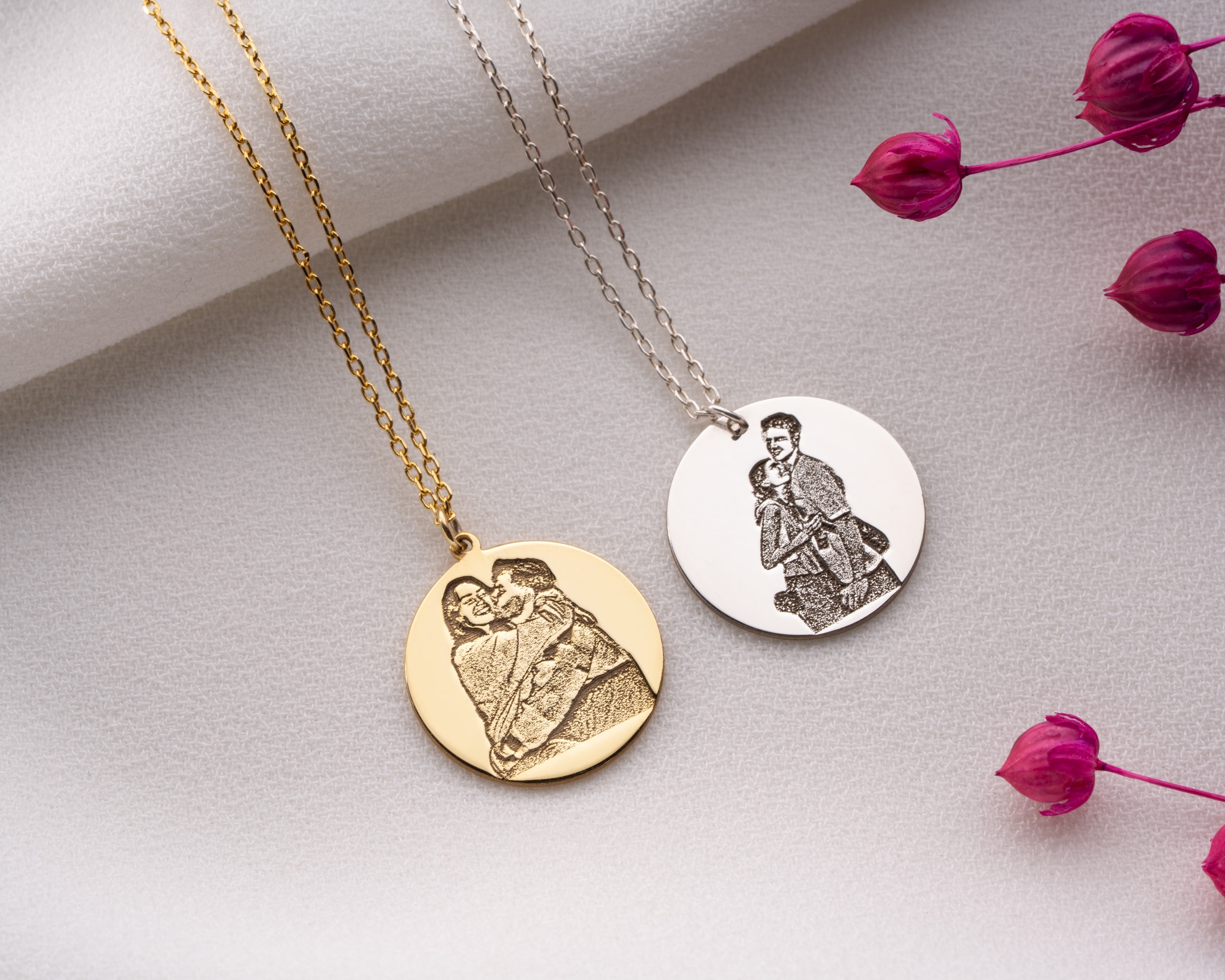 Kişiselleştirilebilir Resim Disk Kolye – Fotoğrafınızı Taşıyan Özel Takı | Gold, Rose, Gümüş