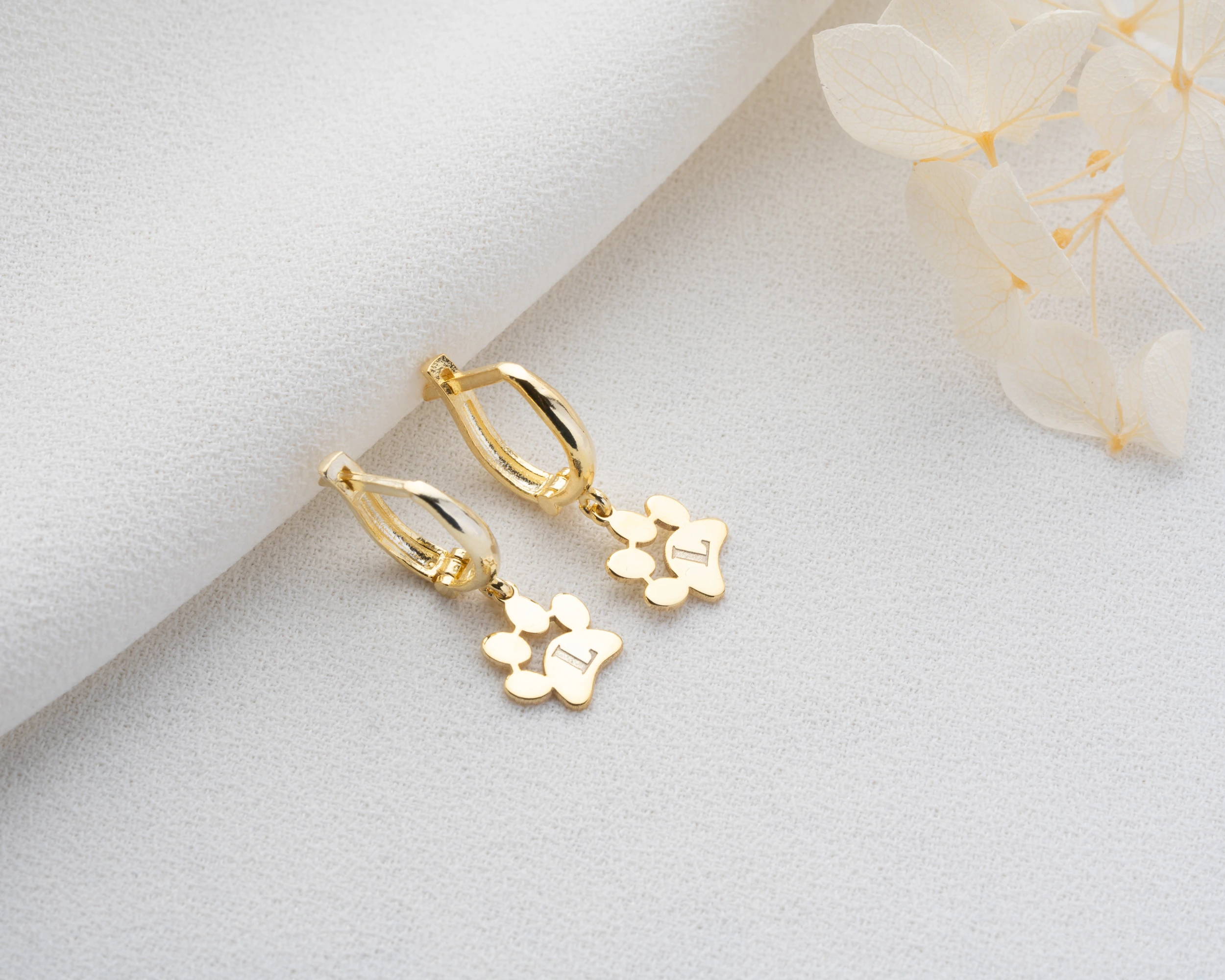 Sallantılı Harfli Pati Küpe 925 Ayar Gümüş – Kişiselleştirilebilir Kadın Takısı