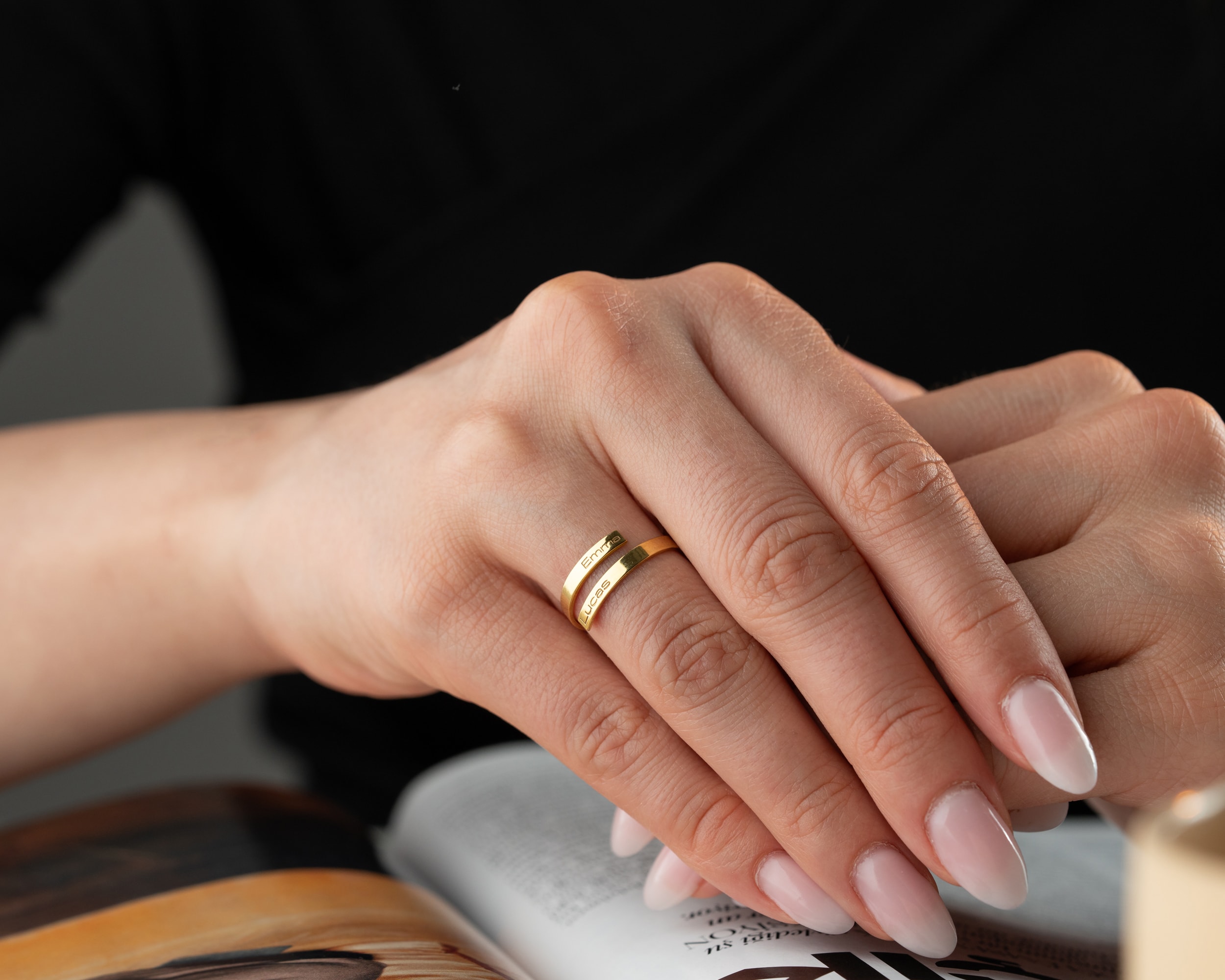 Ayarlanabilir Kişiye Özel İsim Yüzük – Kişiselleştirilmiş Zarif Tasarım | Gold, Rose, Gümüş