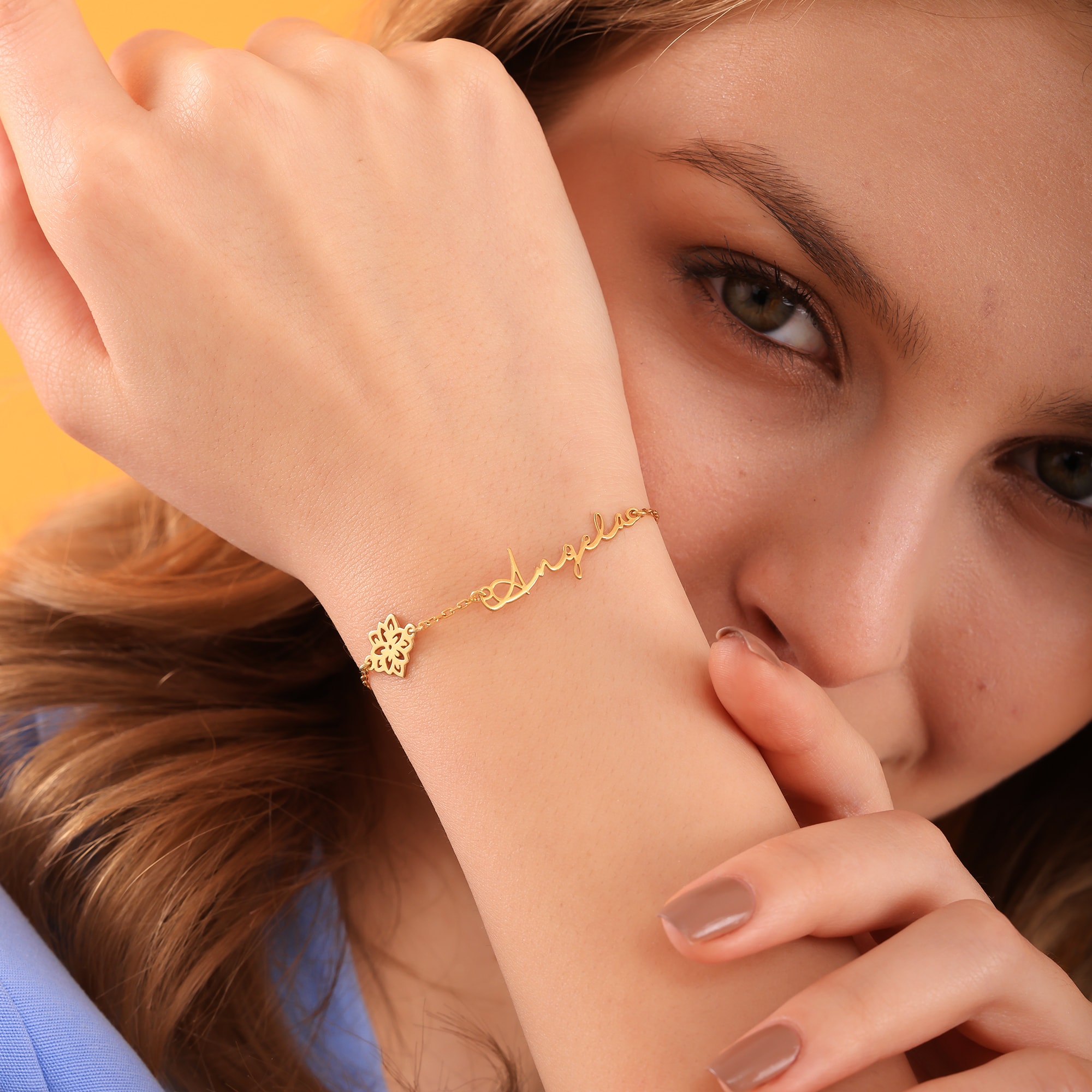 Kişiye Özel Doğum Çiçekli İsim Bileklik - Doğum Ayınızın Çiçeği, İsminizle Buluştu - Özel Tasarım Gümüş