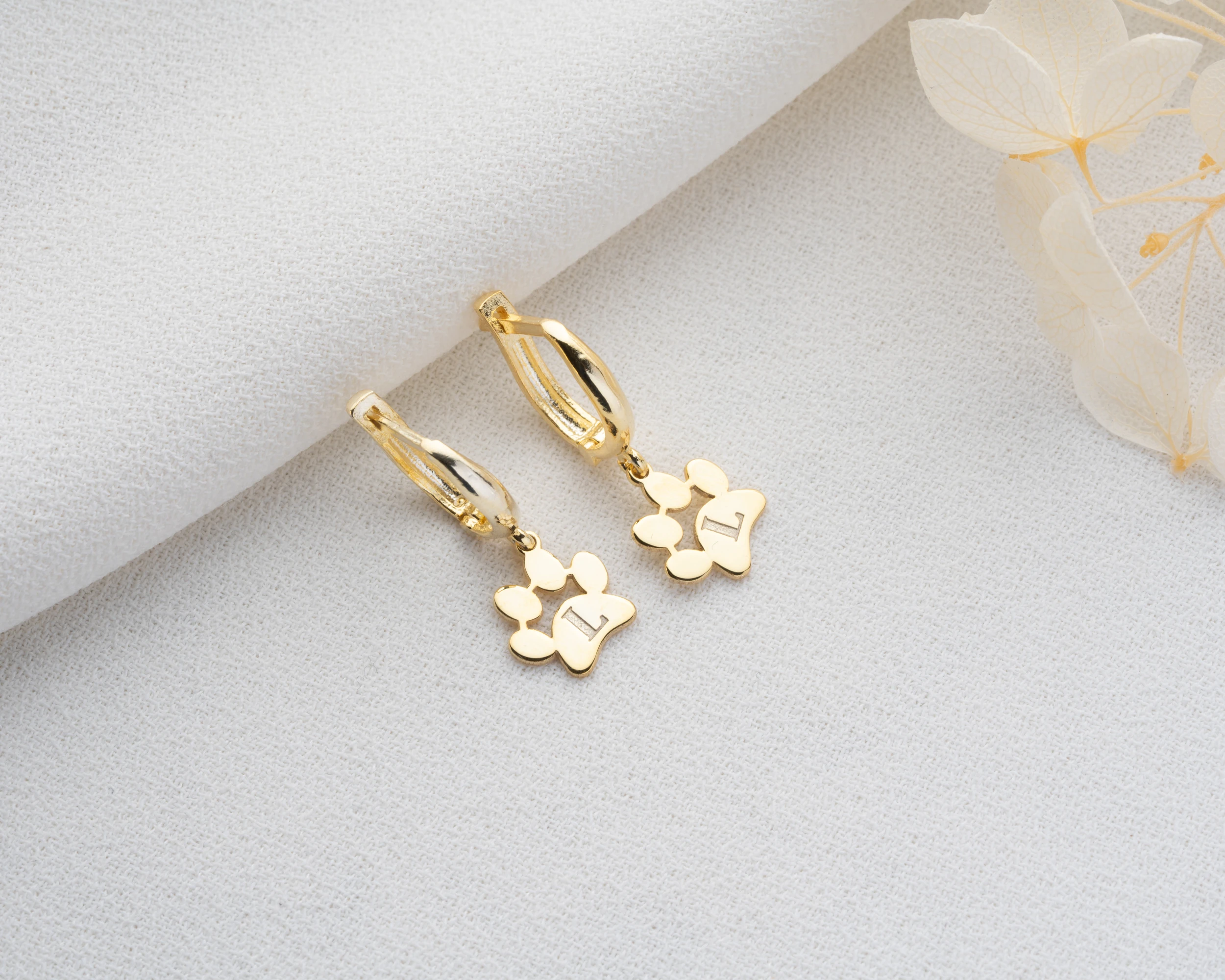 Sallantılı Harfli Pati Küpe 925 Ayar Gümüş – Kişiselleştirilebilir Kadın Takısı