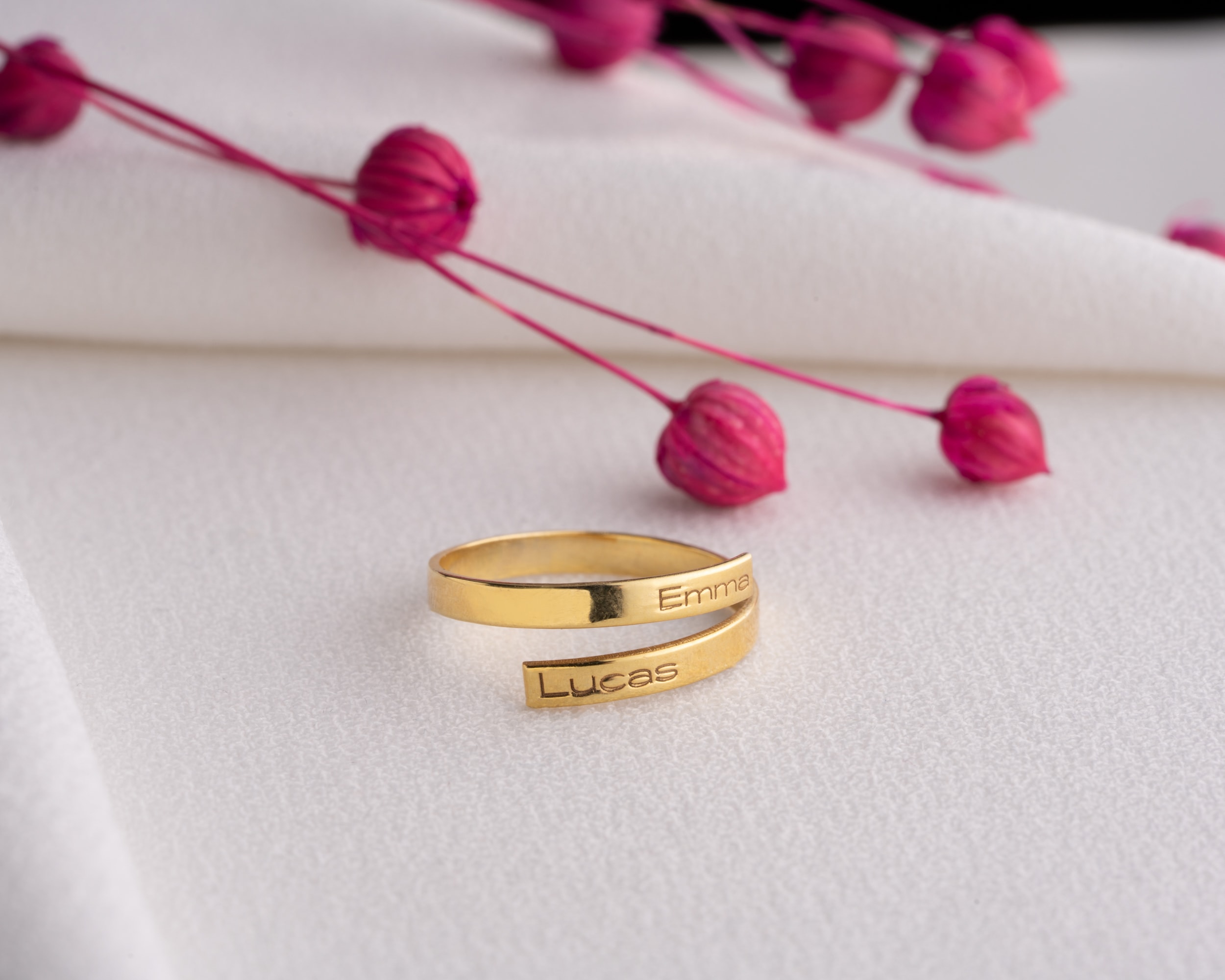 Ayarlanabilir Kişiye Özel İsim Yüzük – Kişiselleştirilmiş Zarif Tasarım | Gold, Rose, Gümüş