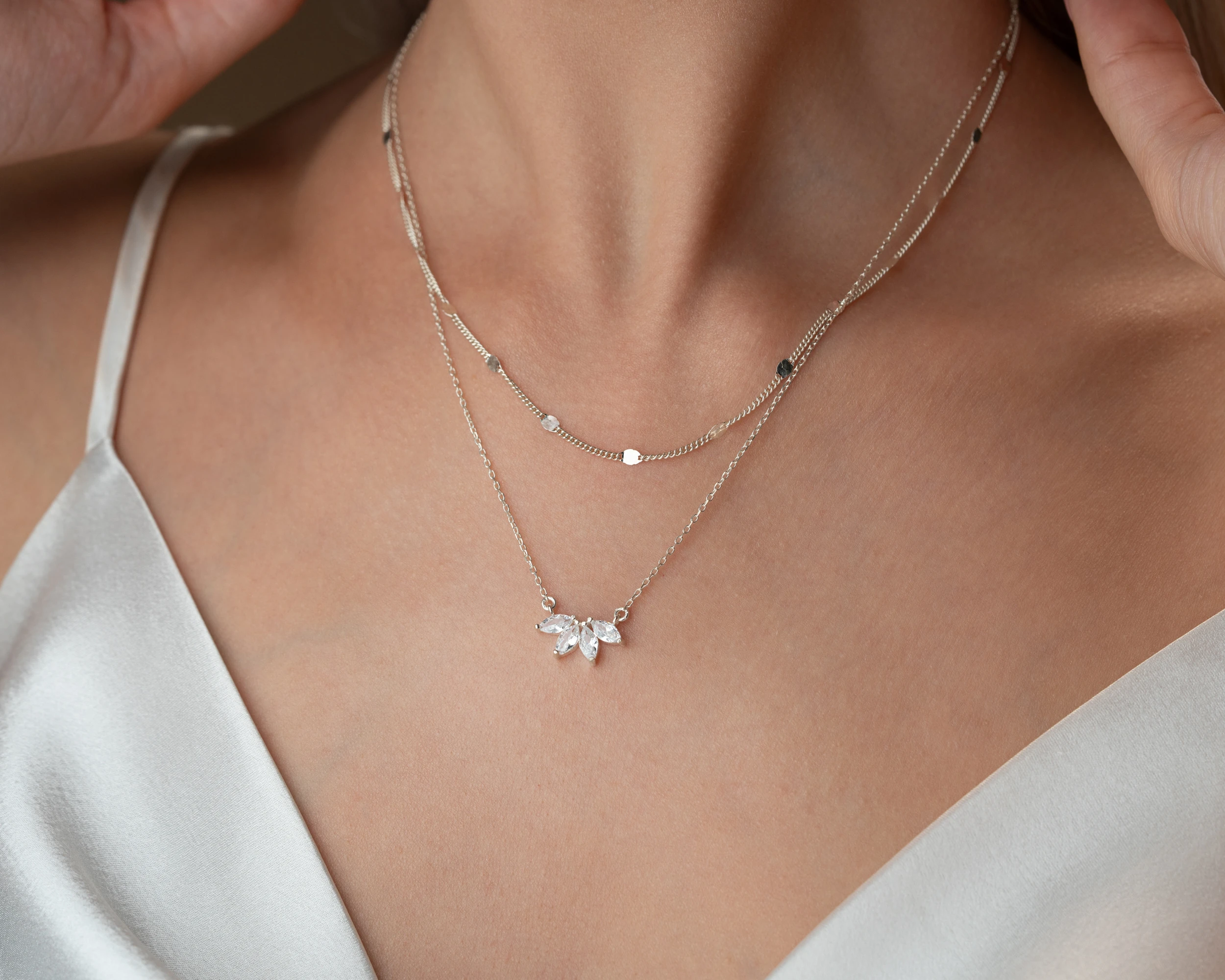 Markiz Kesim 4’lü Zirkon Taşlı Kolye – Işıltılı ve Zarif Kadın Kolye | Gümüş, Gold, Rose