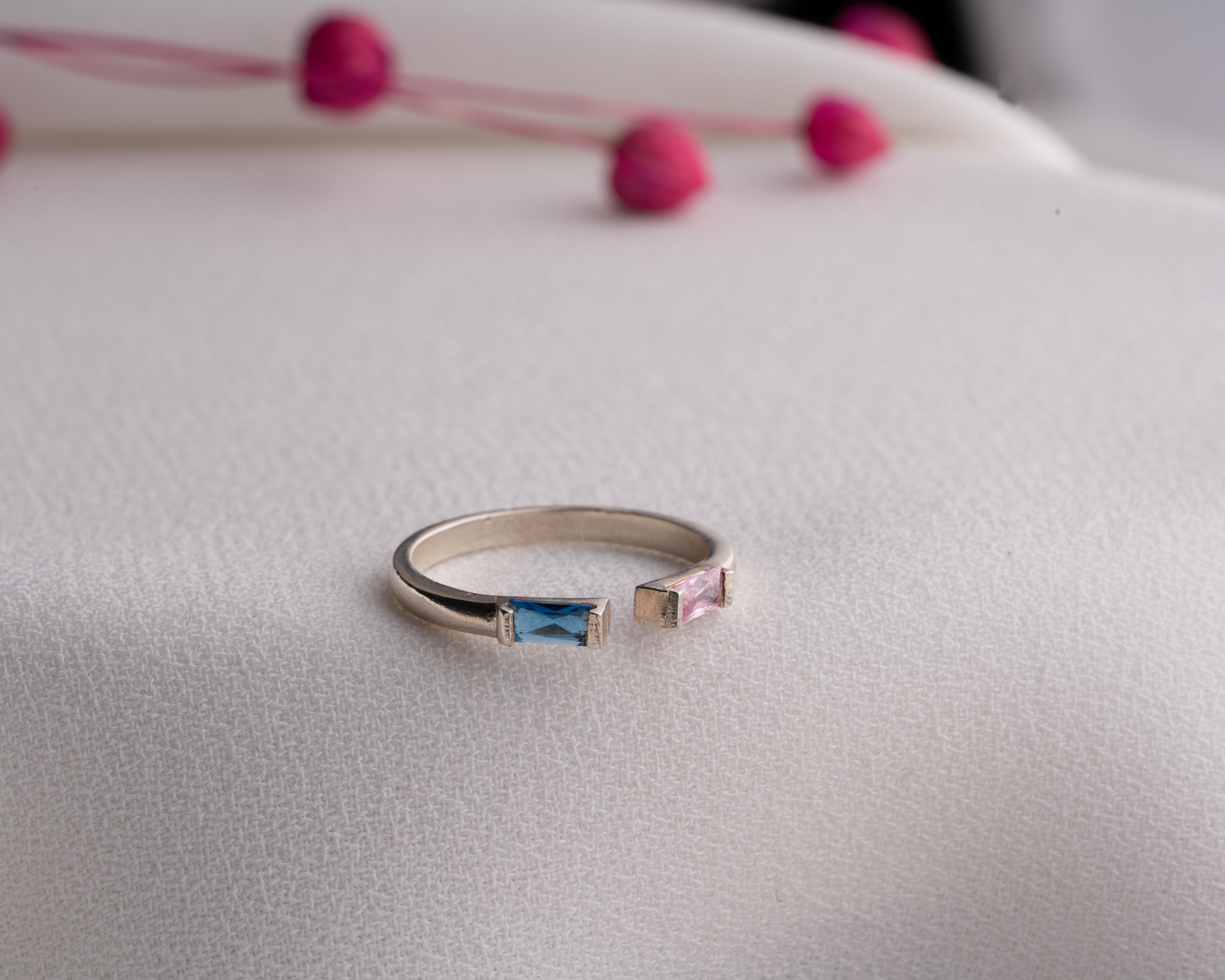 Kişiye Özel Baget Doğum Taşlı Çift Yüzük | Minimal ve Şık