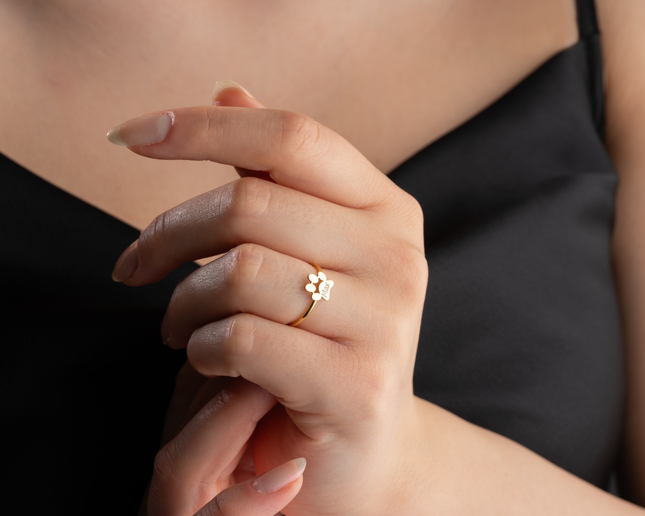 Kişiselleştirilebilir Pati Yüzük – Harfli ve Anlamlı Gümüş Tasarım - İsimli, Zarif ve Hayvanseverlere Özel